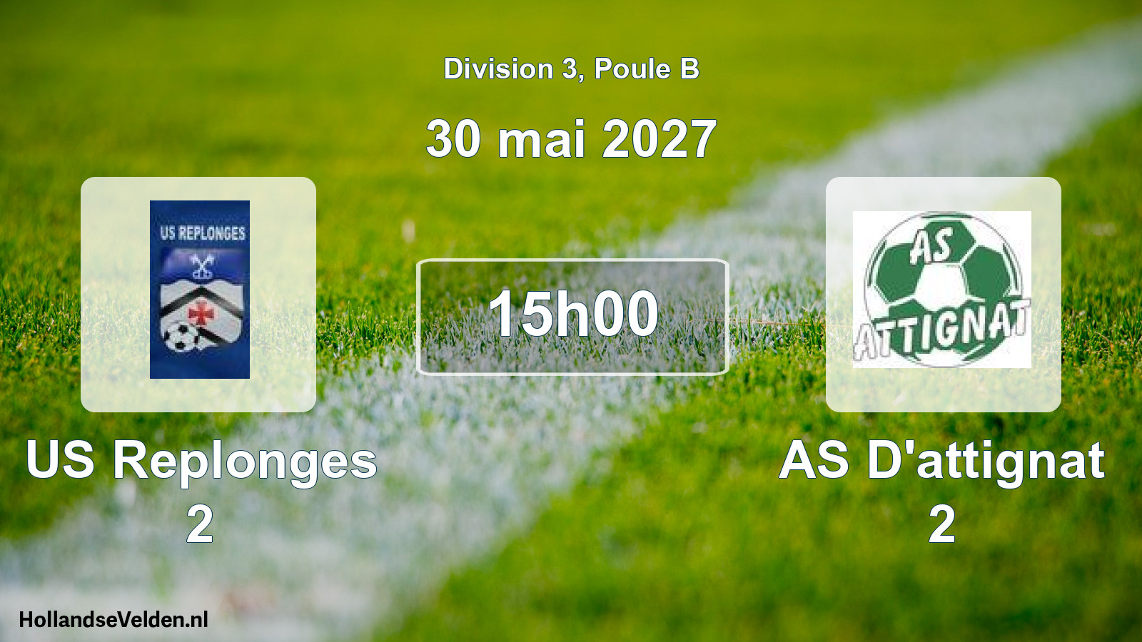 Match programmé: US Replonges 2 - AS D'attignat 2 (30 mai 2027)