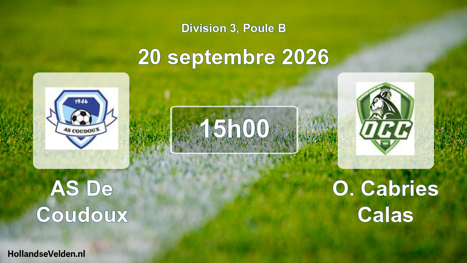 Match programmé: AS De Coudoux - O. Cabries Calas (20 septembre 2026)