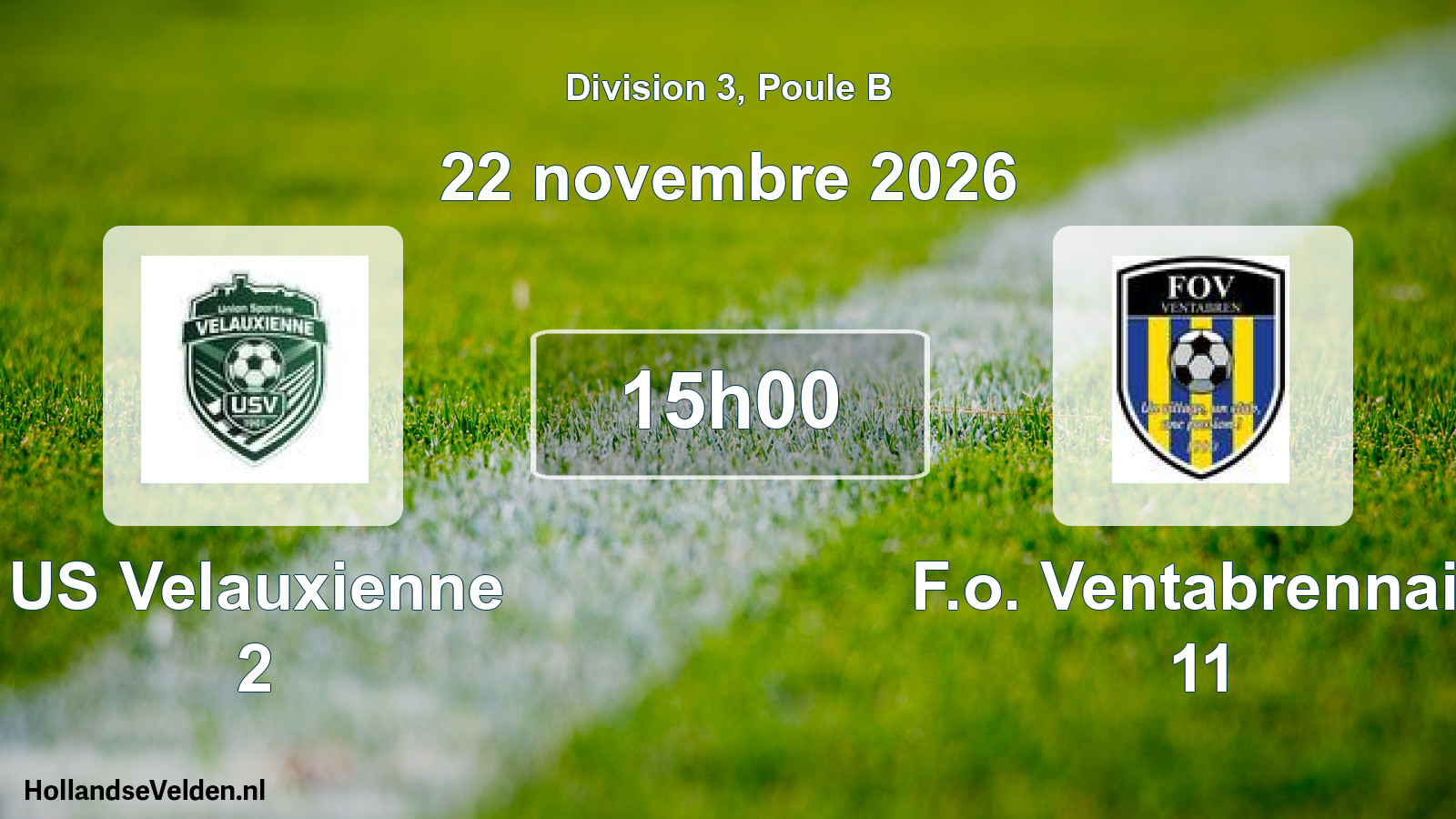 Match programmé: US Velauxienne 2 - F.o. Ventabrennais 11 (22 novembre 2026)
