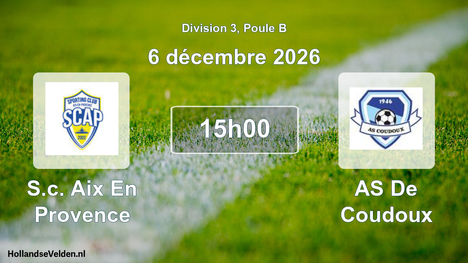 Match programmé: S.c. Aix En Provence - AS De Coudoux (6 décembre 2026)