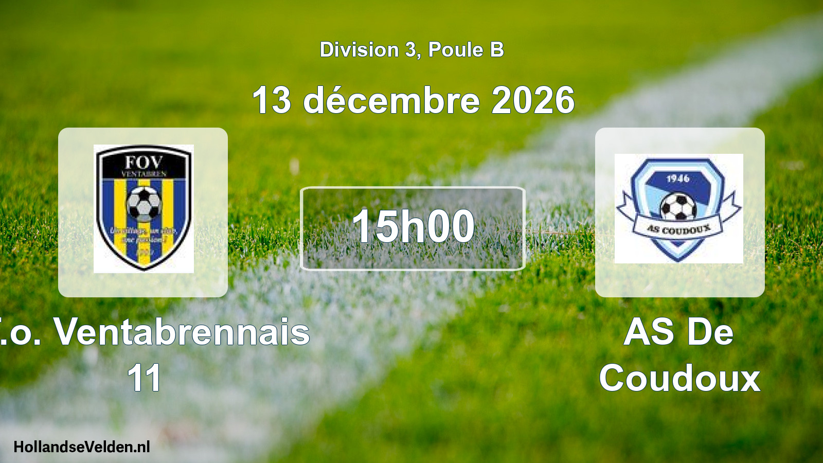Match programmé: F.o. Ventabrennais 11 - AS De Coudoux (13 décembre 2026)