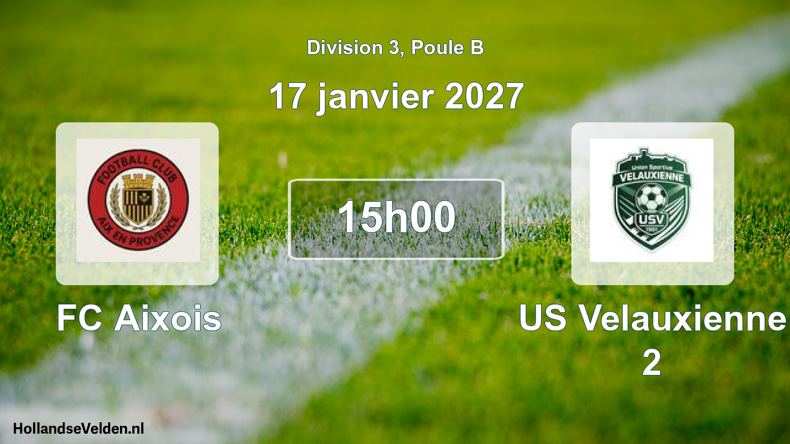 Match programmé: FC Aixois - US Velauxienne 2 (17 janvier 2027)