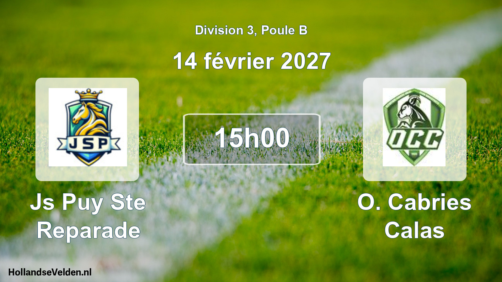 Match programmé: Js Puy Ste Reparade - O. Cabries Calas (14 février 2027)