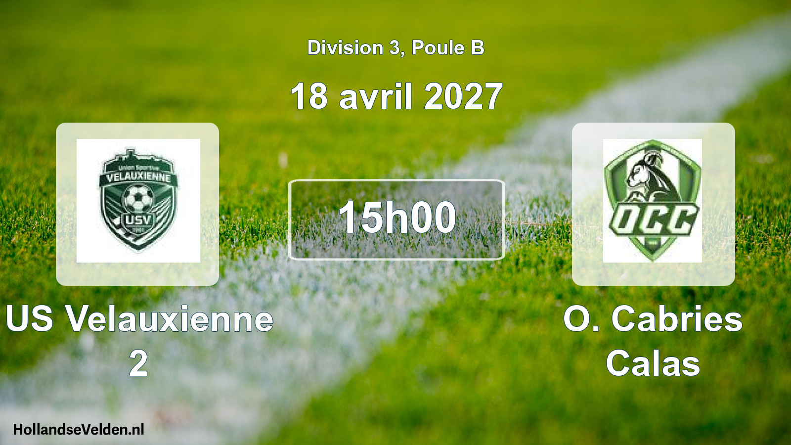 Match programmé: US Velauxienne 2 - O. Cabries Calas (18 avril 2027)