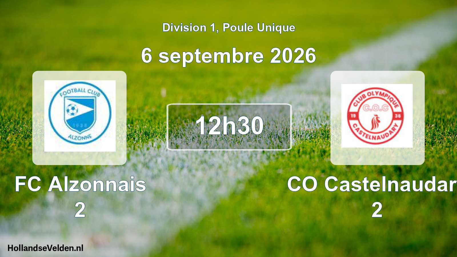 Match programmé: FC Alzonnais 2 - CO Castelnaudary 2 (6 septembre 2026)
