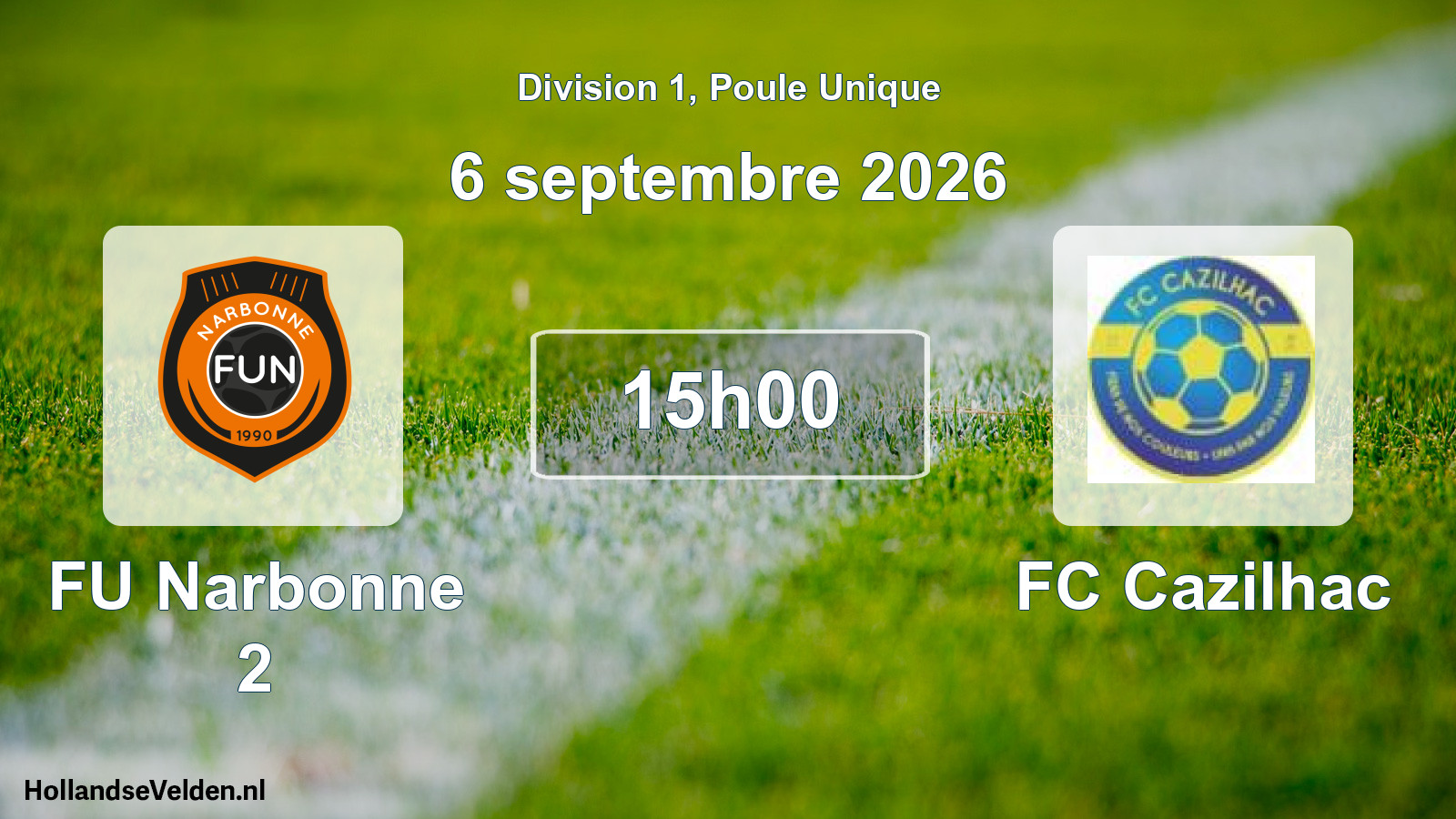 Match programmé: FU Narbonne 2 - FC Cazilhac (6 septembre 2026)