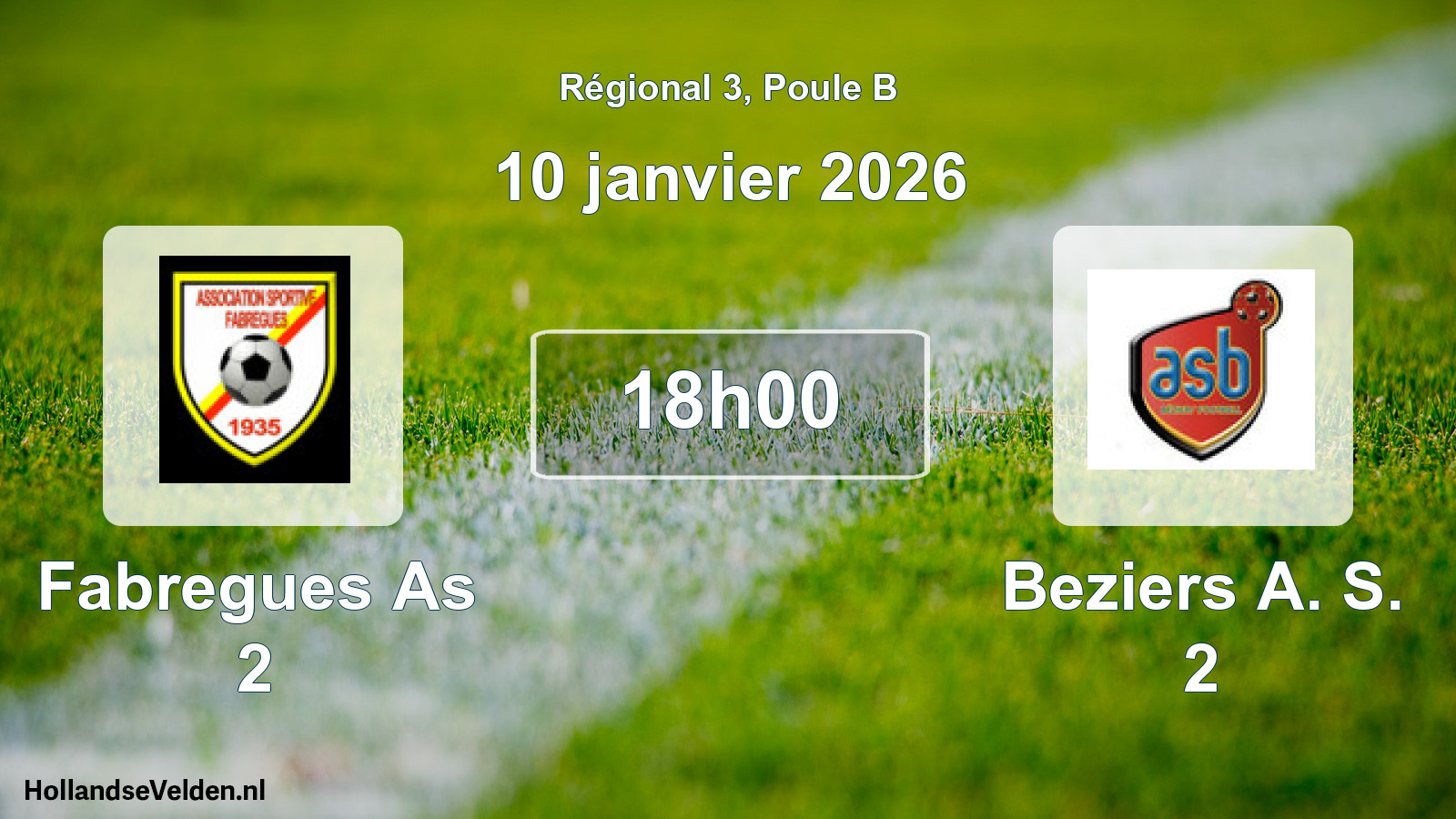 Geplande wedstrijd: Fabregues As 2 - Beziers A. S. 2 (10 janvier 2026)