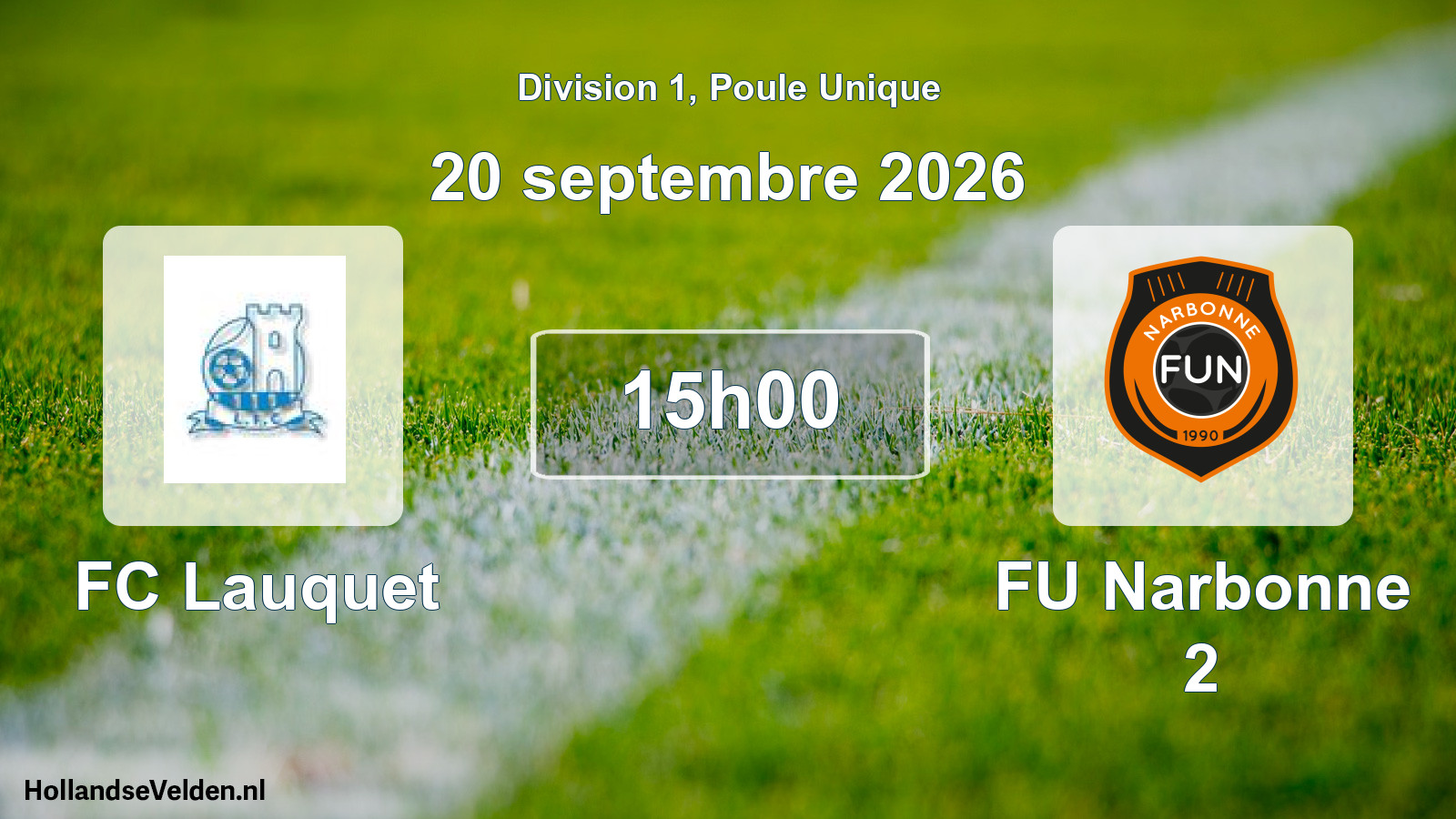 Match programmé: FC Lauquet - FU Narbonne 2 (20 septembre 2026)
