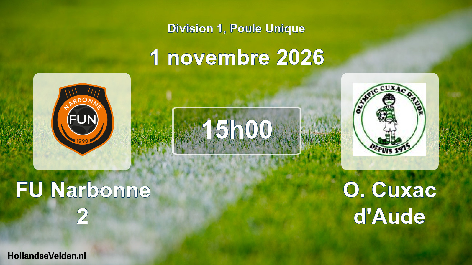 Match programmé: FU Narbonne 2 - O. Cuxac d'Aude (1 novembre 2026)