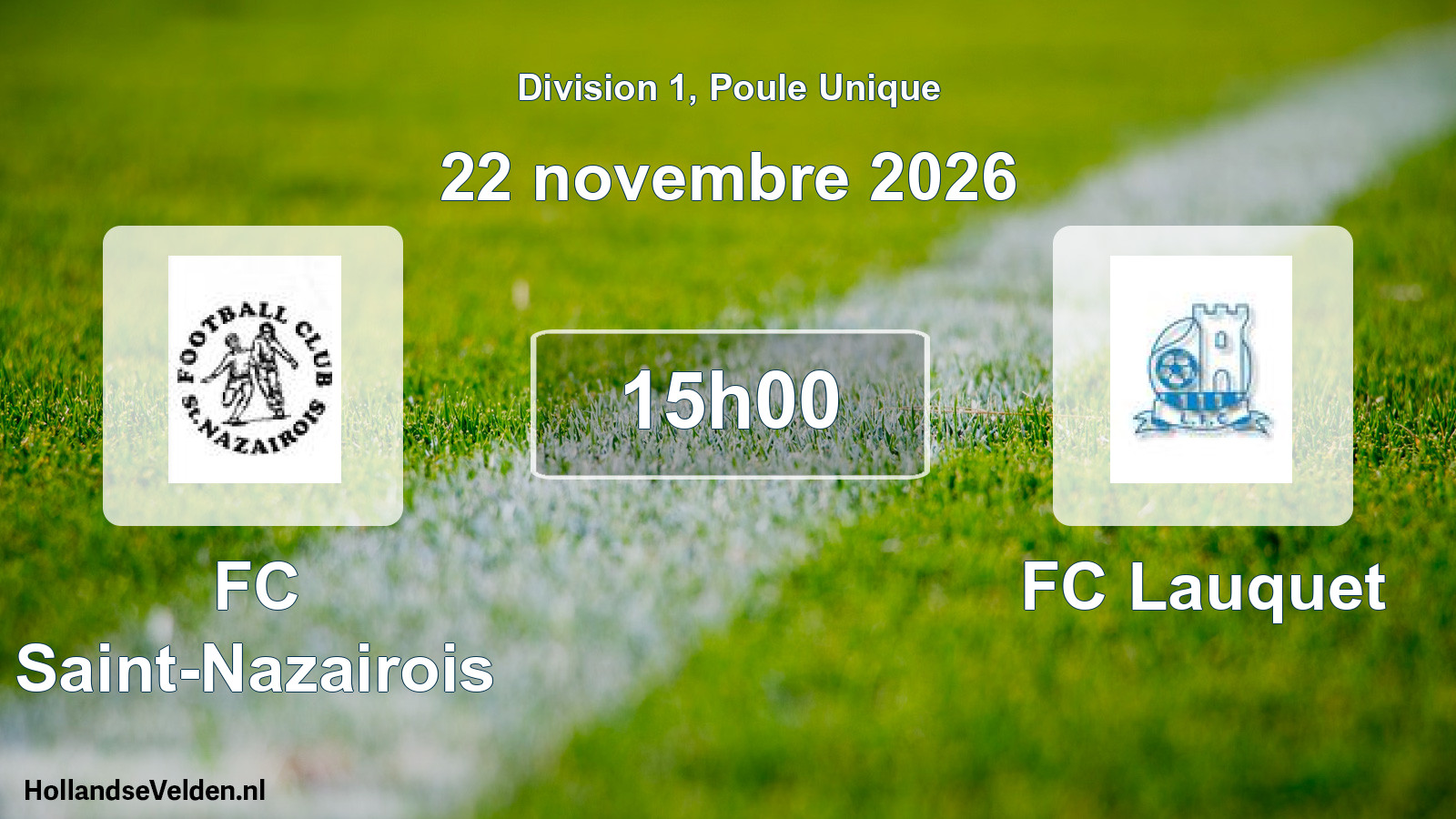 Match programmé: FC Saint-Nazairois - FC Lauquet (22 novembre 2026)