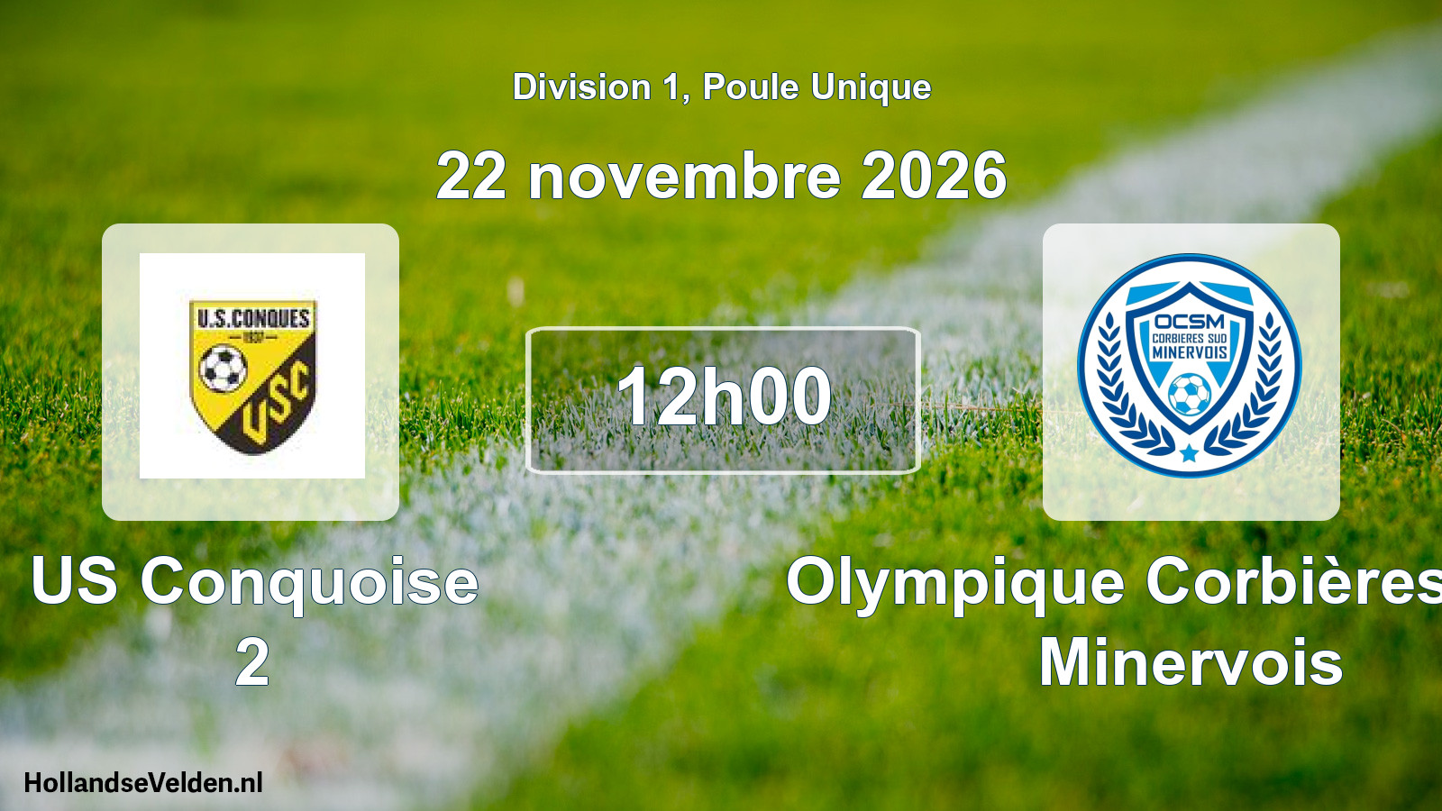 Geplande wedstrijd: US Conquoise 2 - Olympique Corbières Sud Minervois (22 november 2026)