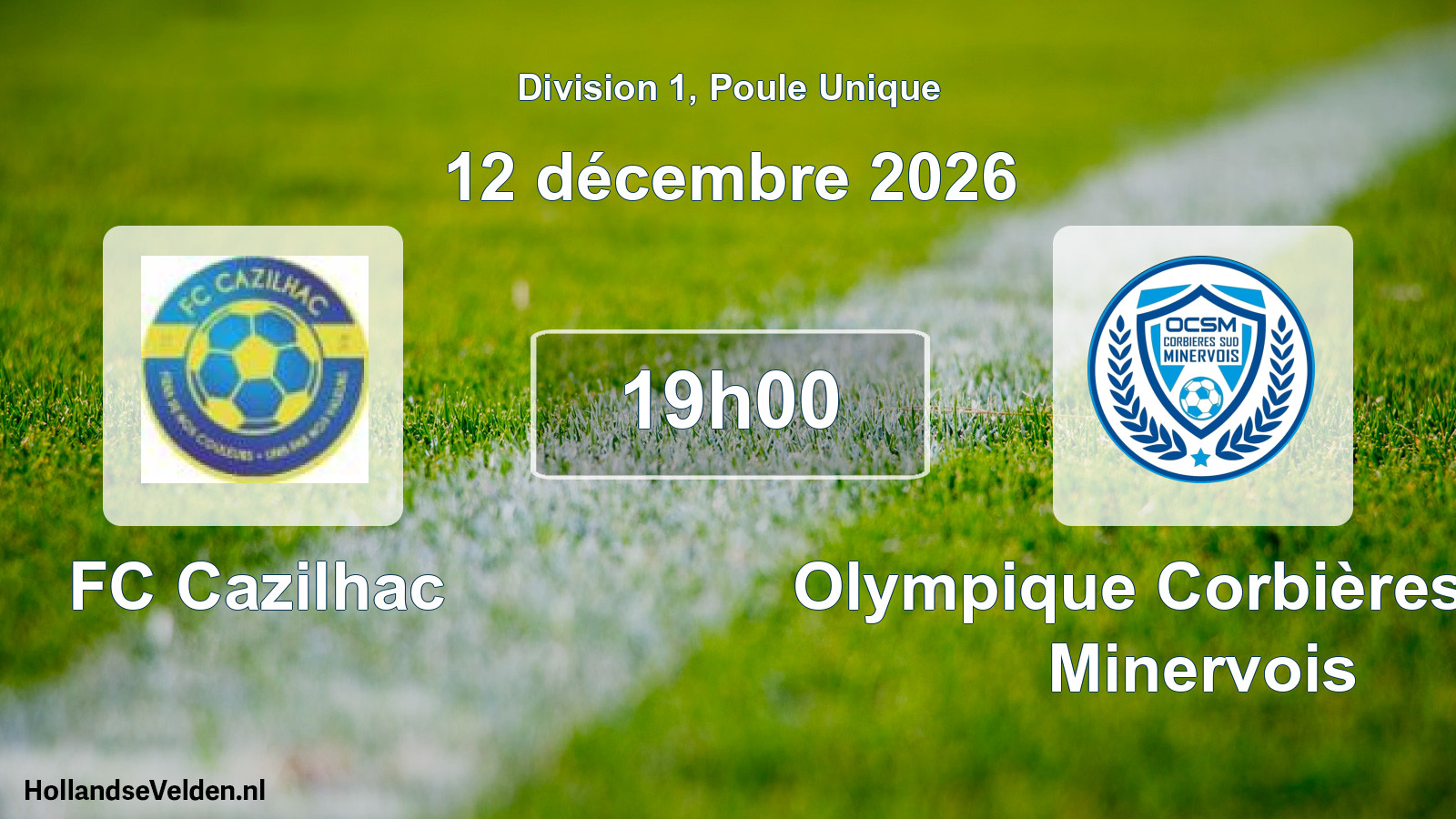 Match programmé: FC Cazilhac - Olympique Corbières Sud Minervois (12 décembre 2026)