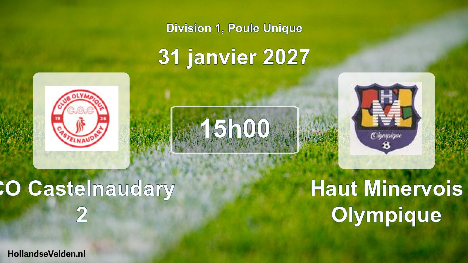 Match programmé: CO Castelnaudary 2 - Haut Minervois Olympique (31 janvier 2027)