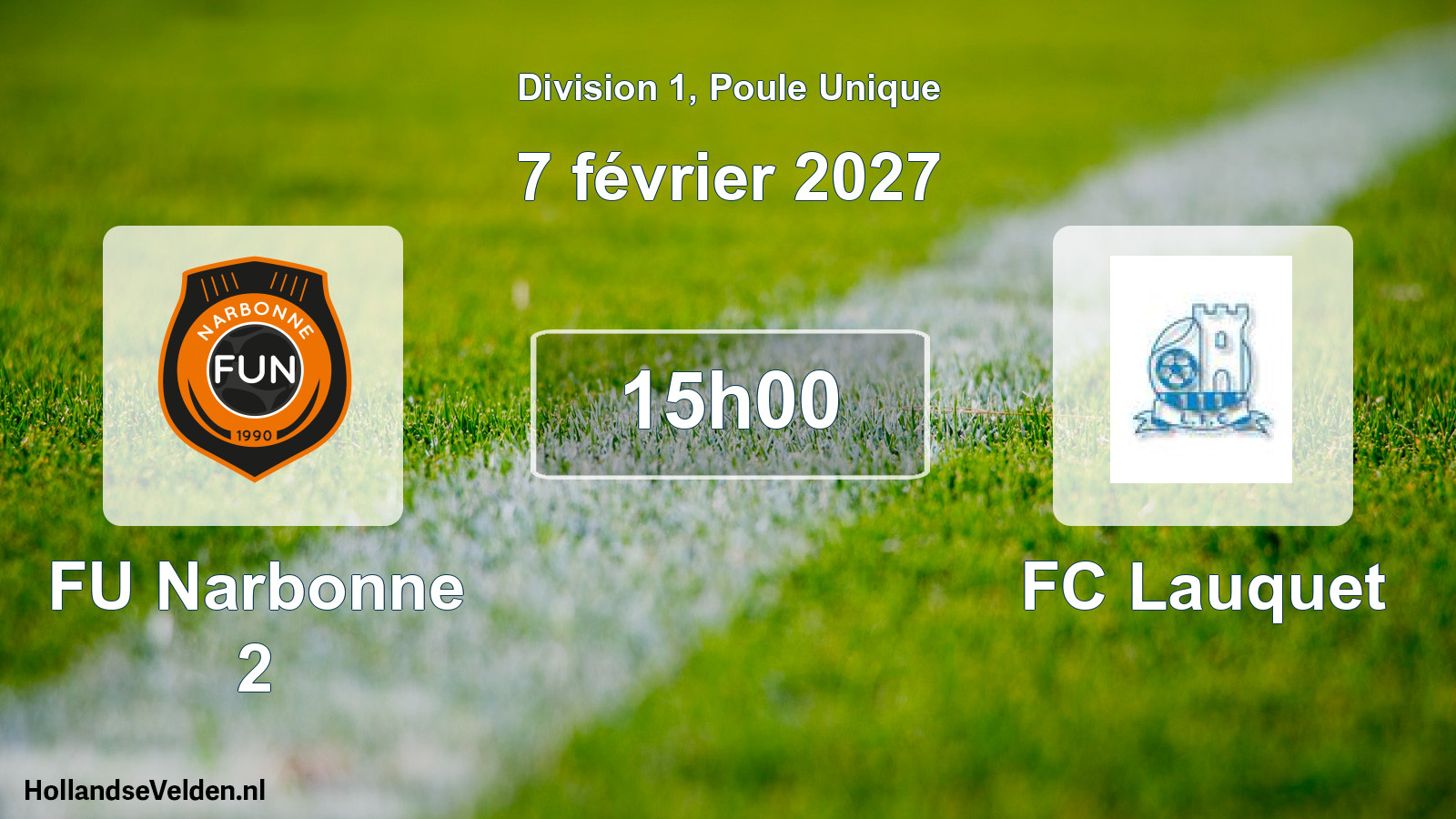Match programmé: FU Narbonne 2 - FC Lauquet (7 février 2027)