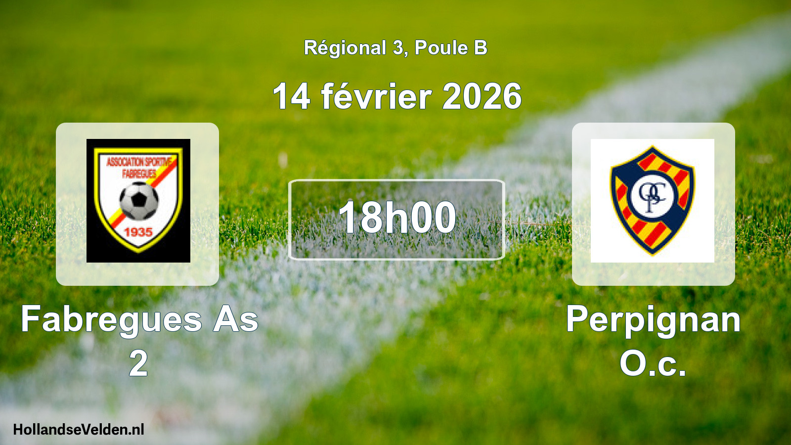 Geplande wedstrijd: Fabregues As 2 - Perpignan O.c. (14 février 2026)