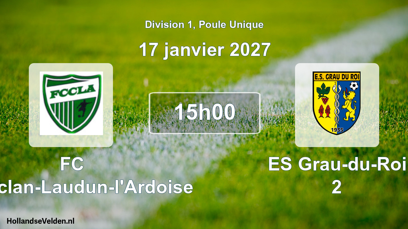 Match programmé: FC Chusclan-Laudun-l'Ardoise - ES Grau-du-Roi 2 (17 janvier 2027)