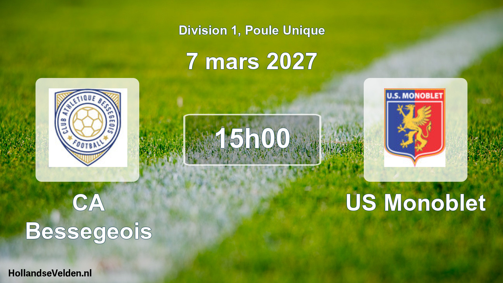 Match programmé: CA Bessegeois - US Monoblet (7 mars 2027)