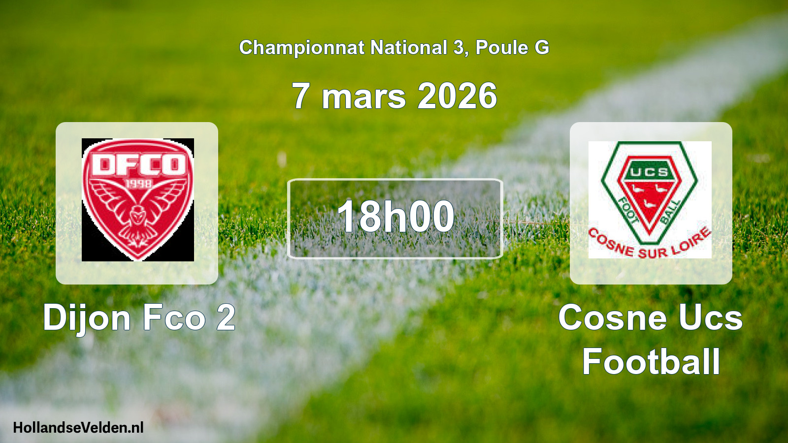 Geplande wedstrijd: Dijon Fco 2 - Cosne Ucs Football (7 mars 2026)