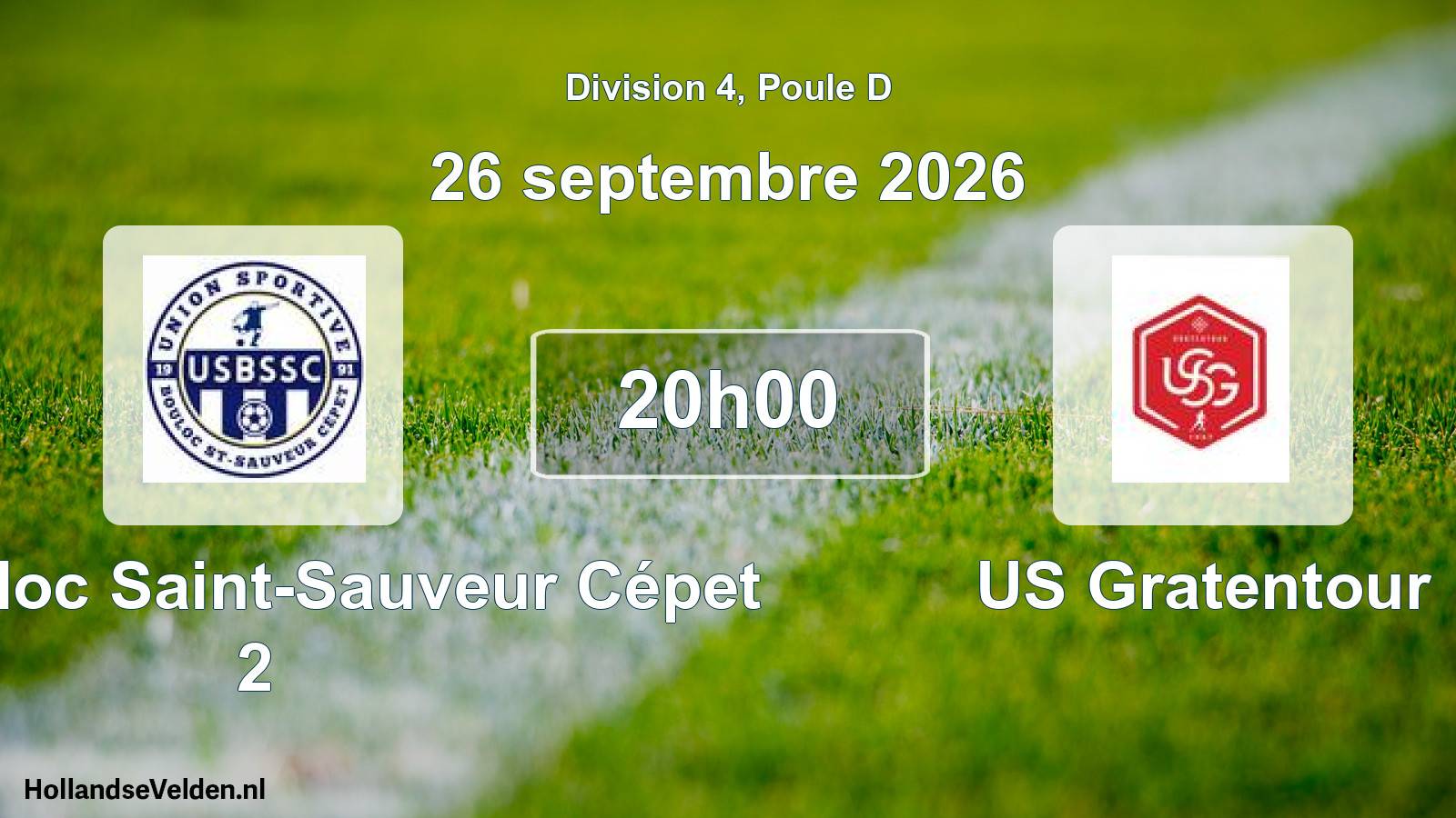 Match programmé: US Bouloc Saint-Sauveur Cépet 2 - US Gratentour (26 septembre 2026)