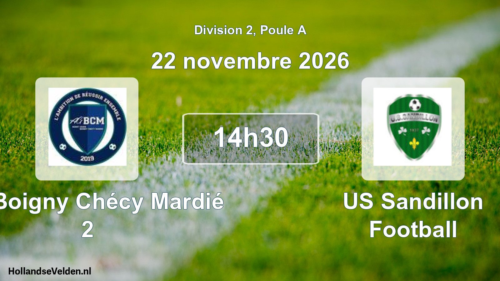 Scheduled Match: AG Boigny Chécy Mardié 2 - US Sandillon Football (22 November 2026)