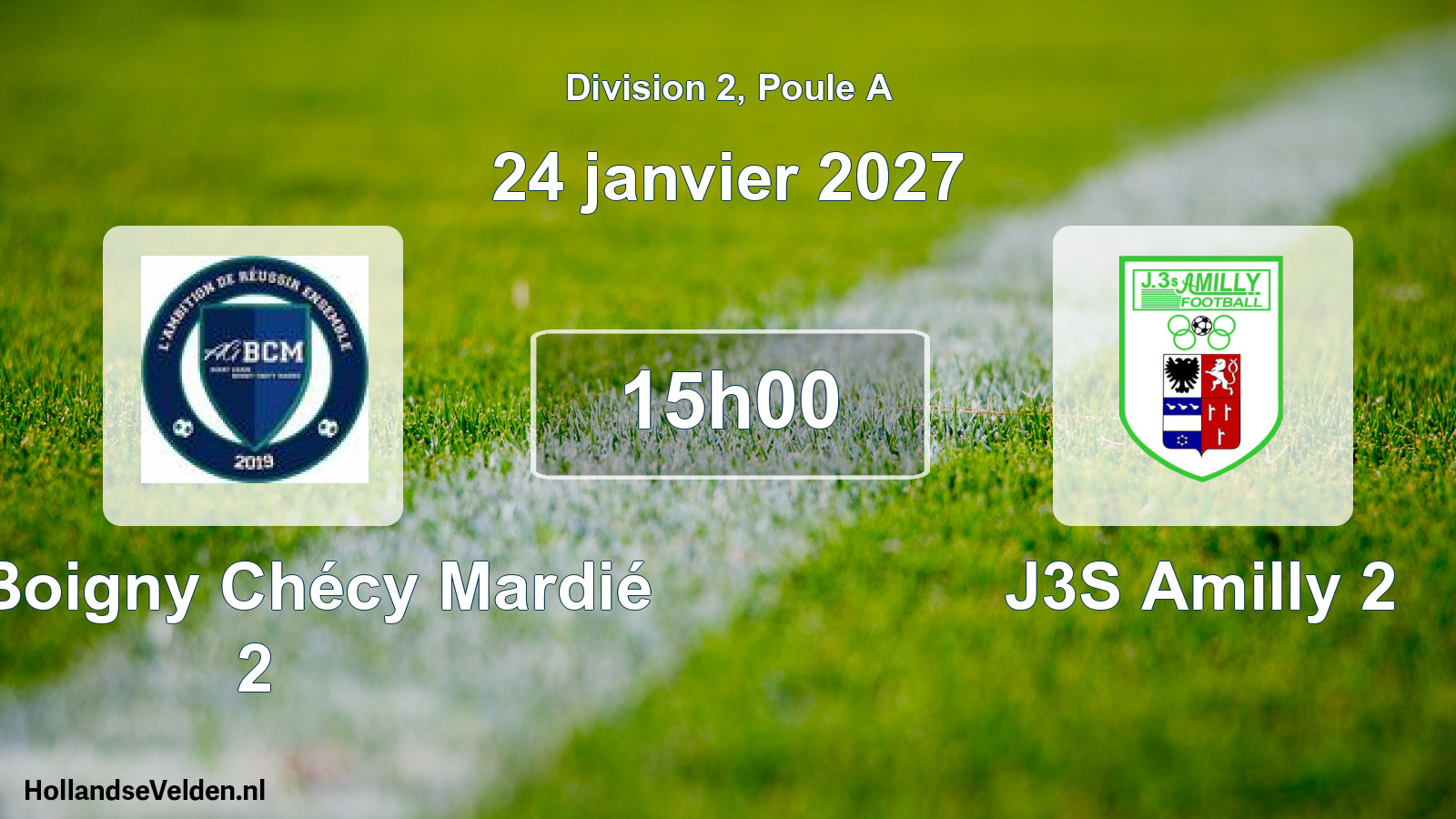 Match programmé: AG Boigny Chécy Mardié 2 - J3S Amilly 2 (24 janvier 2027)