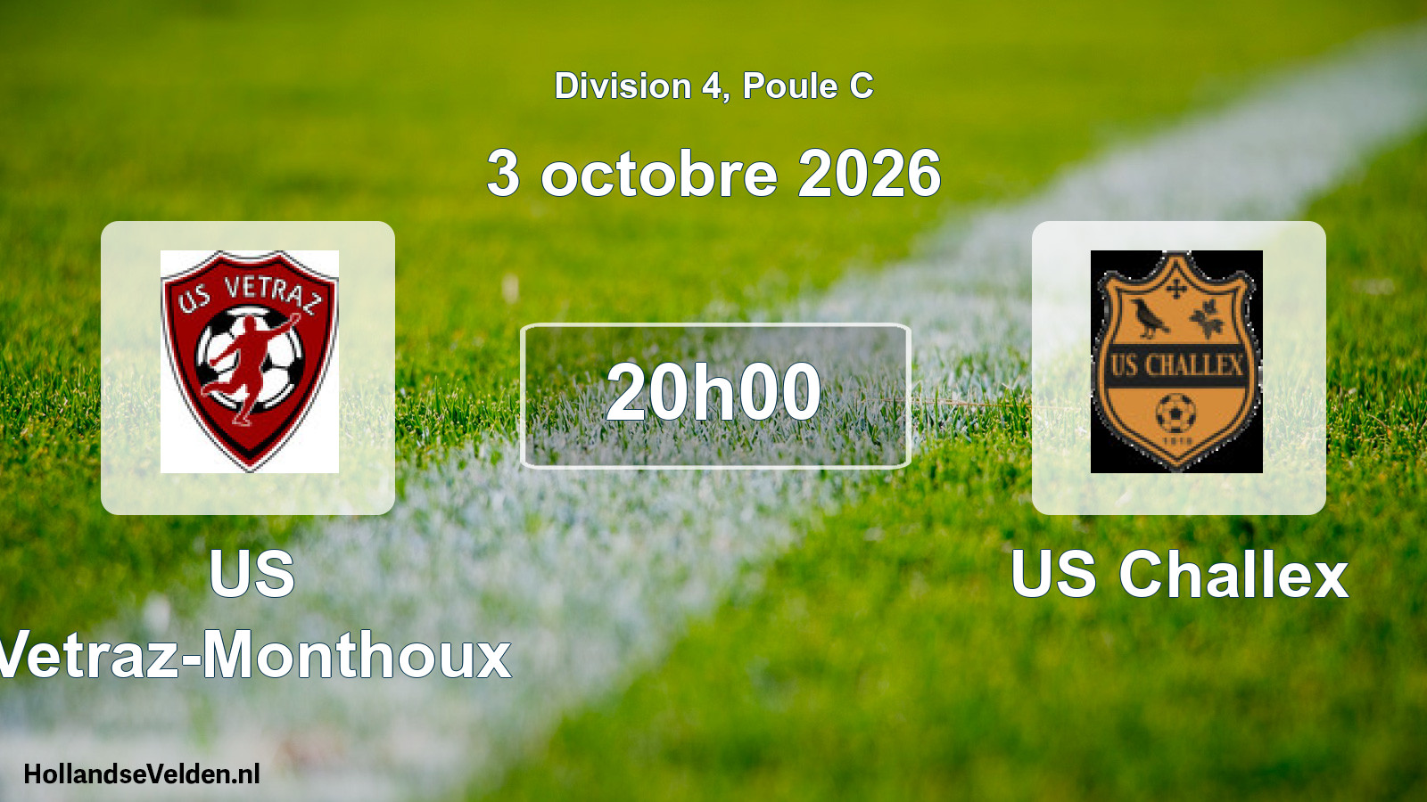 Match programmé: US Vetraz-Monthoux - US Challex (3 octobre 2026)