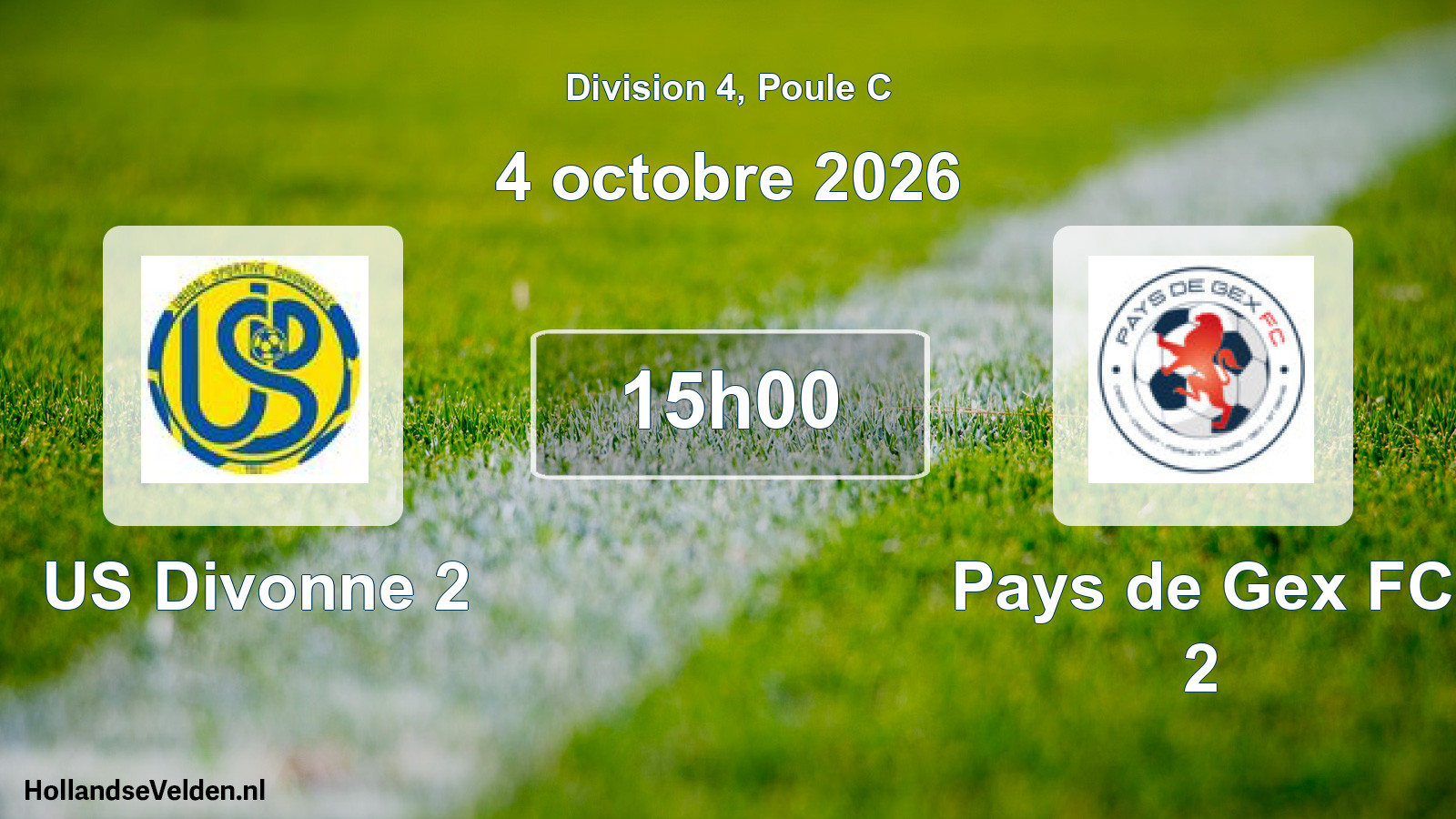 Match programmé: US Divonne 2 - Pays de Gex FC 2 (6 septembre 2026)