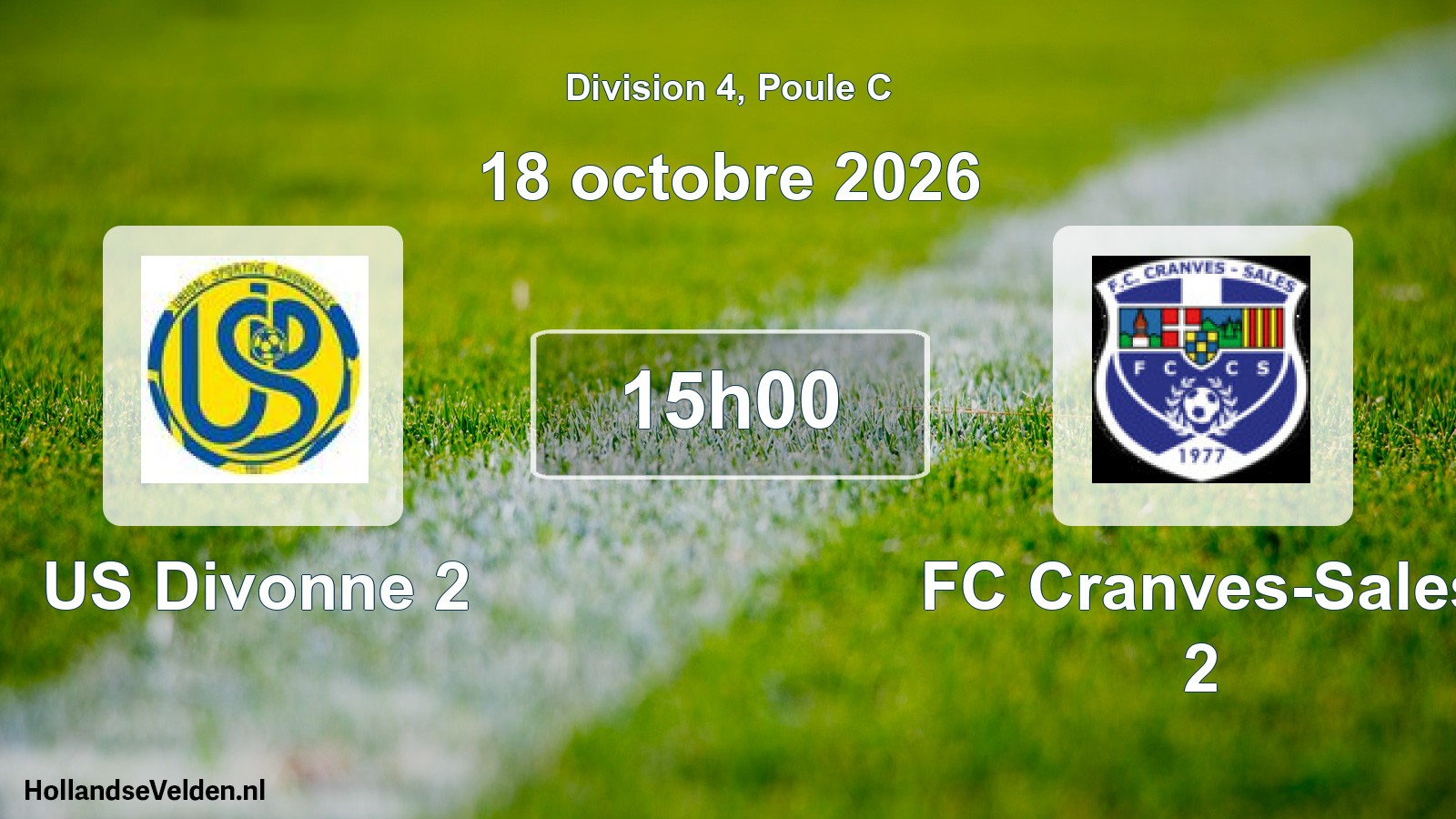 Match programmé: US Divonne 2 - FC Cranves-Sales 2 (18 octobre 2026)