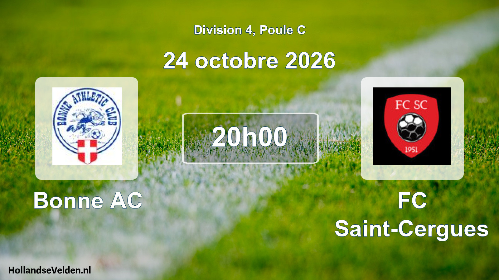 Match programmé: Bonne AC - FC Saint-Cergues (24 octobre 2026)