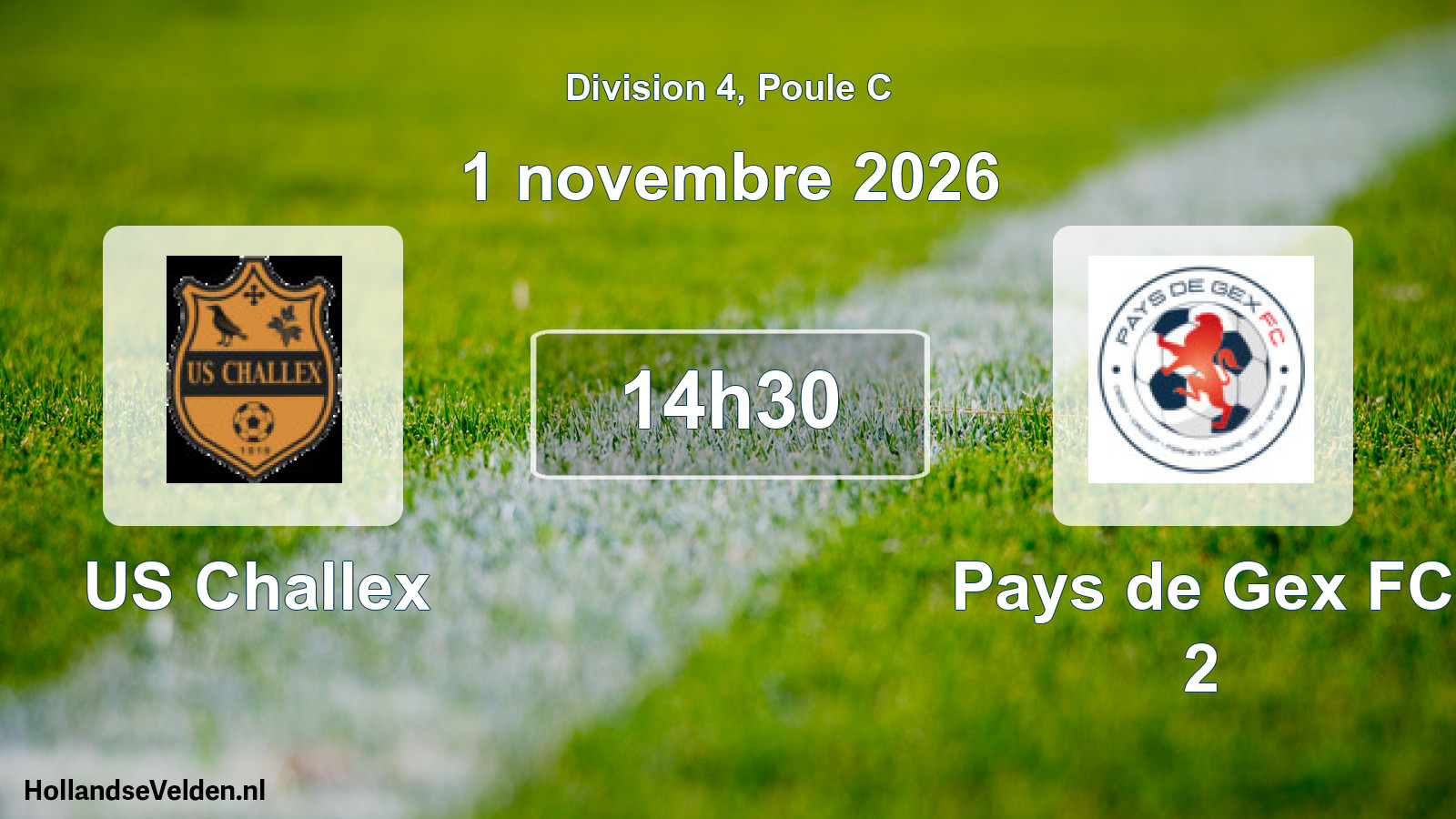 Match programmé: US Challex - Pays de Gex FC 2 (18 octobre 2026)