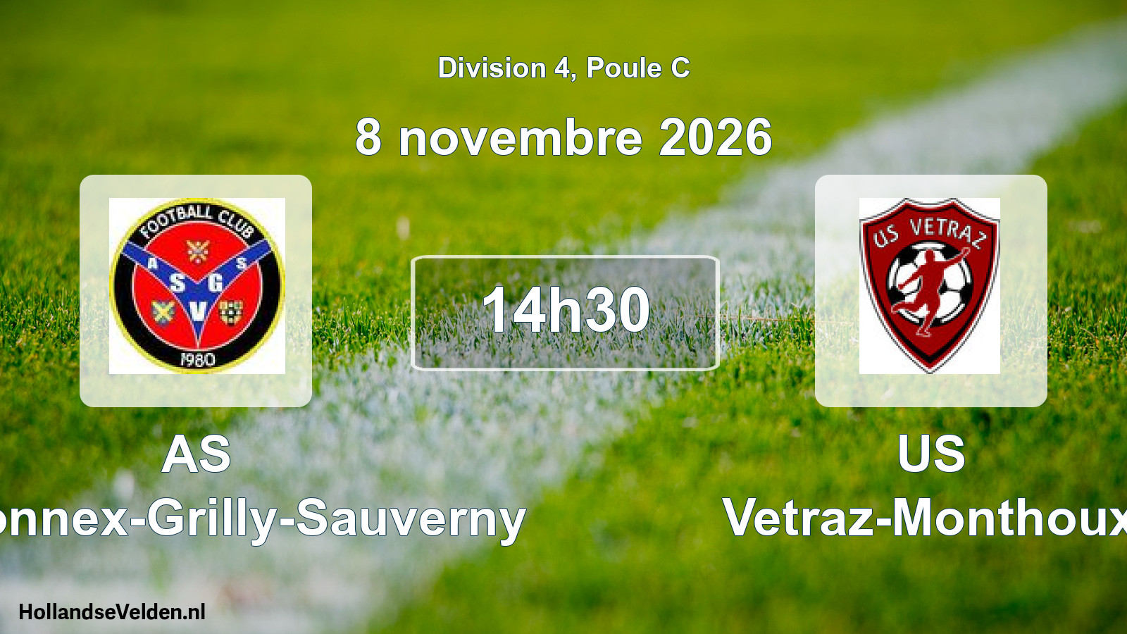 Match programmé: AS Versonnex-Grilly-Sauverny - US Vetraz-Monthoux (8 novembre 2026)