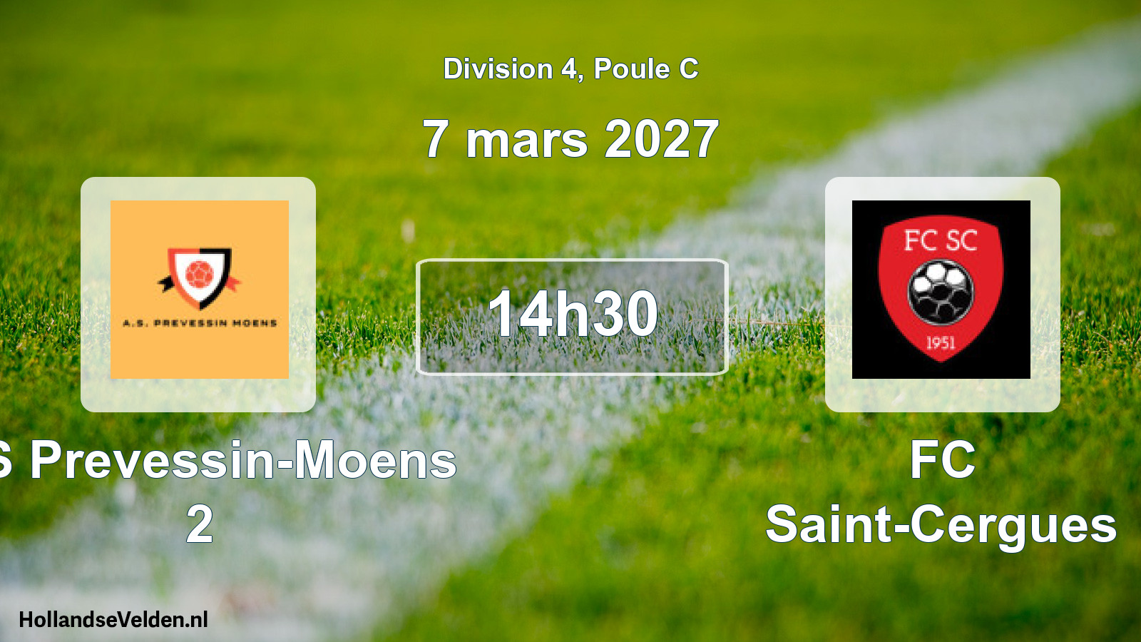 Match programmé: AS Prevessin-Moens 2 - FC Saint-Cergues (7 mars 2027)