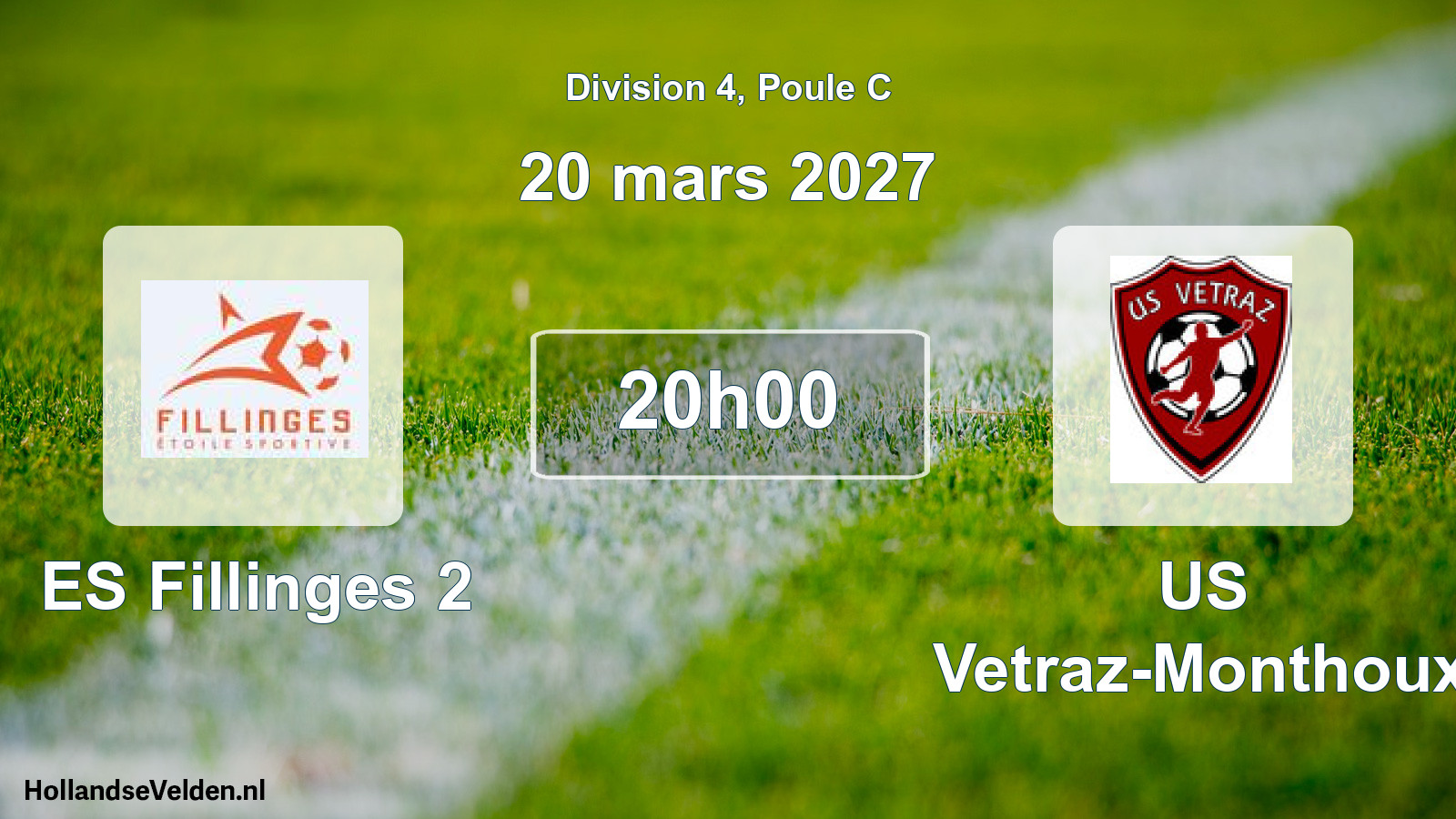 Match programmé: ES Fillinges 2 - US Vetraz-Monthoux (20 mars 2027)