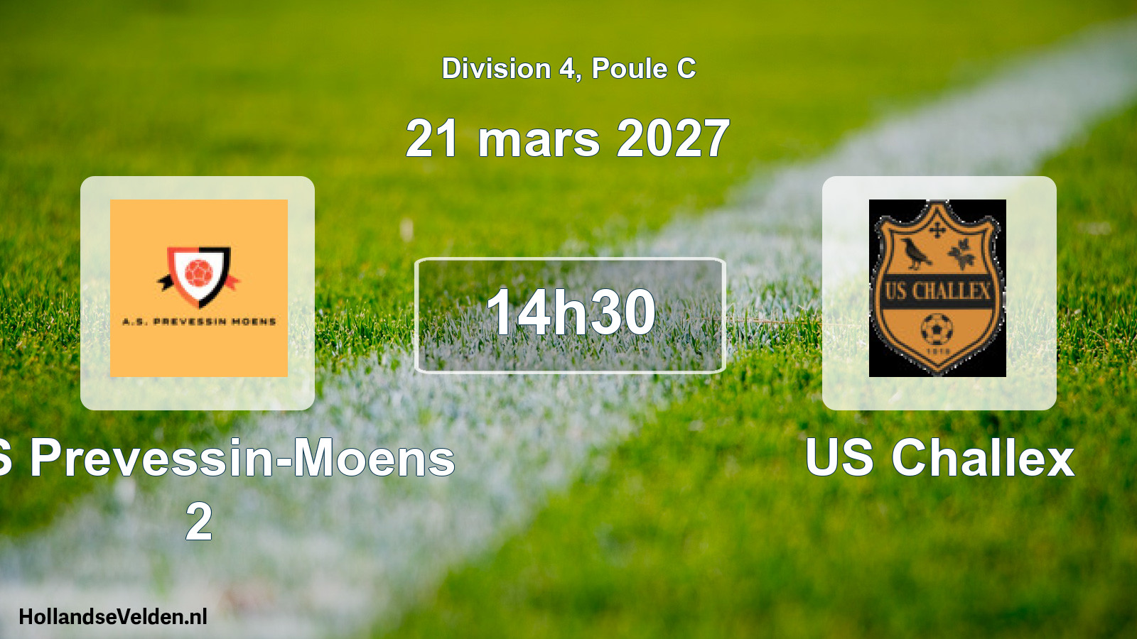 Match programmé: AS Prevessin-Moens 2 - US Challex (21 mars 2027)