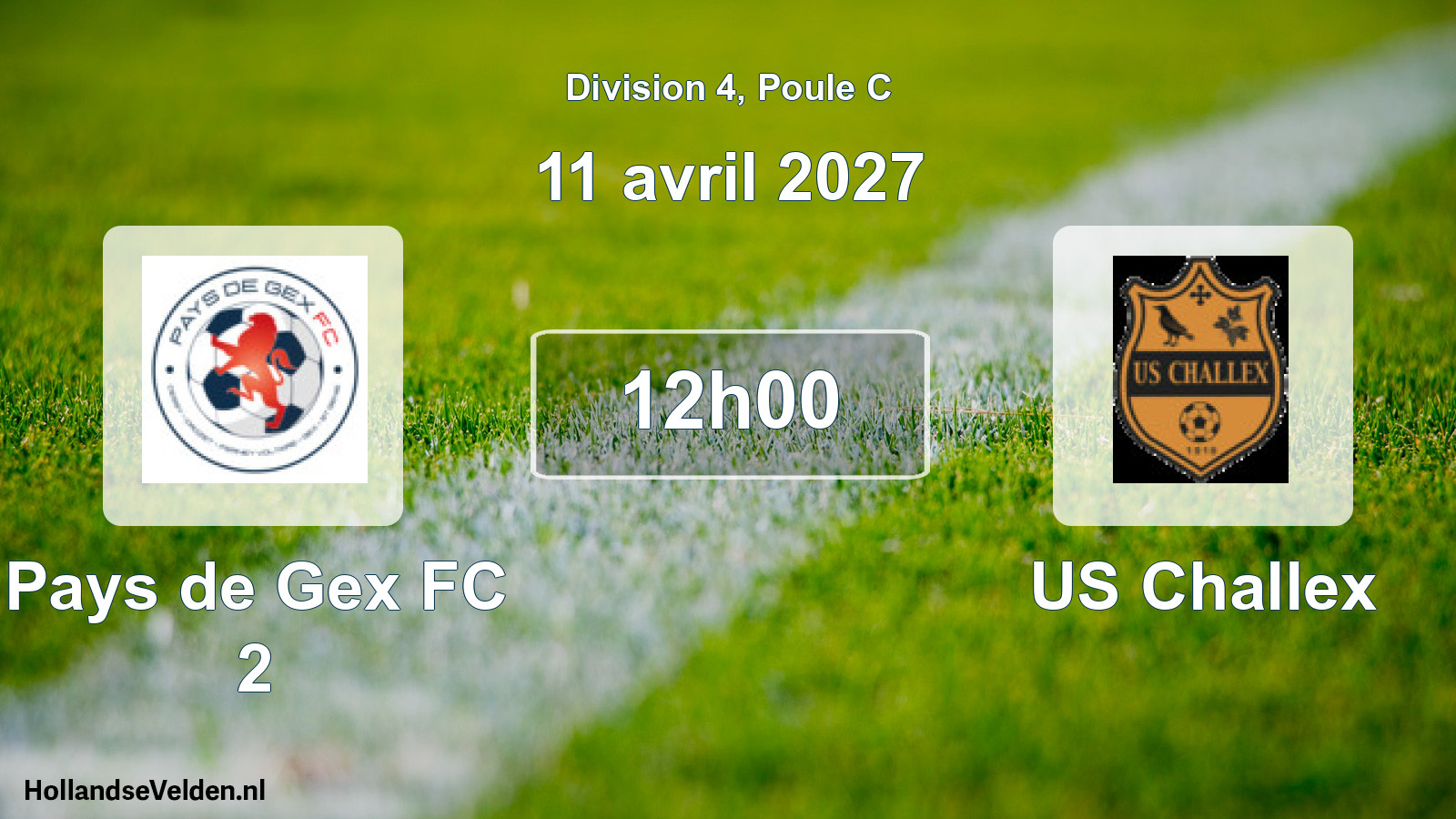 Scheduled Match: Pays de Gex FC 2 - US Challex (11 April 2027)