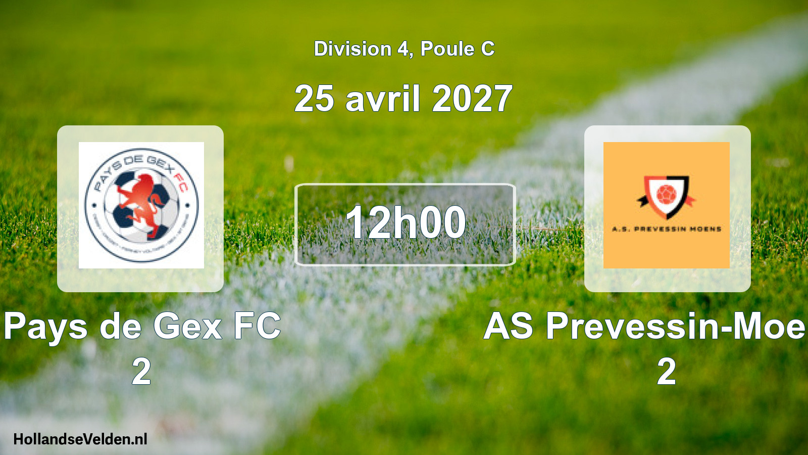 Match programmé: Pays de Gex FC 2 - AS Prevessin-Moens 2 (15 novembre 2026)
