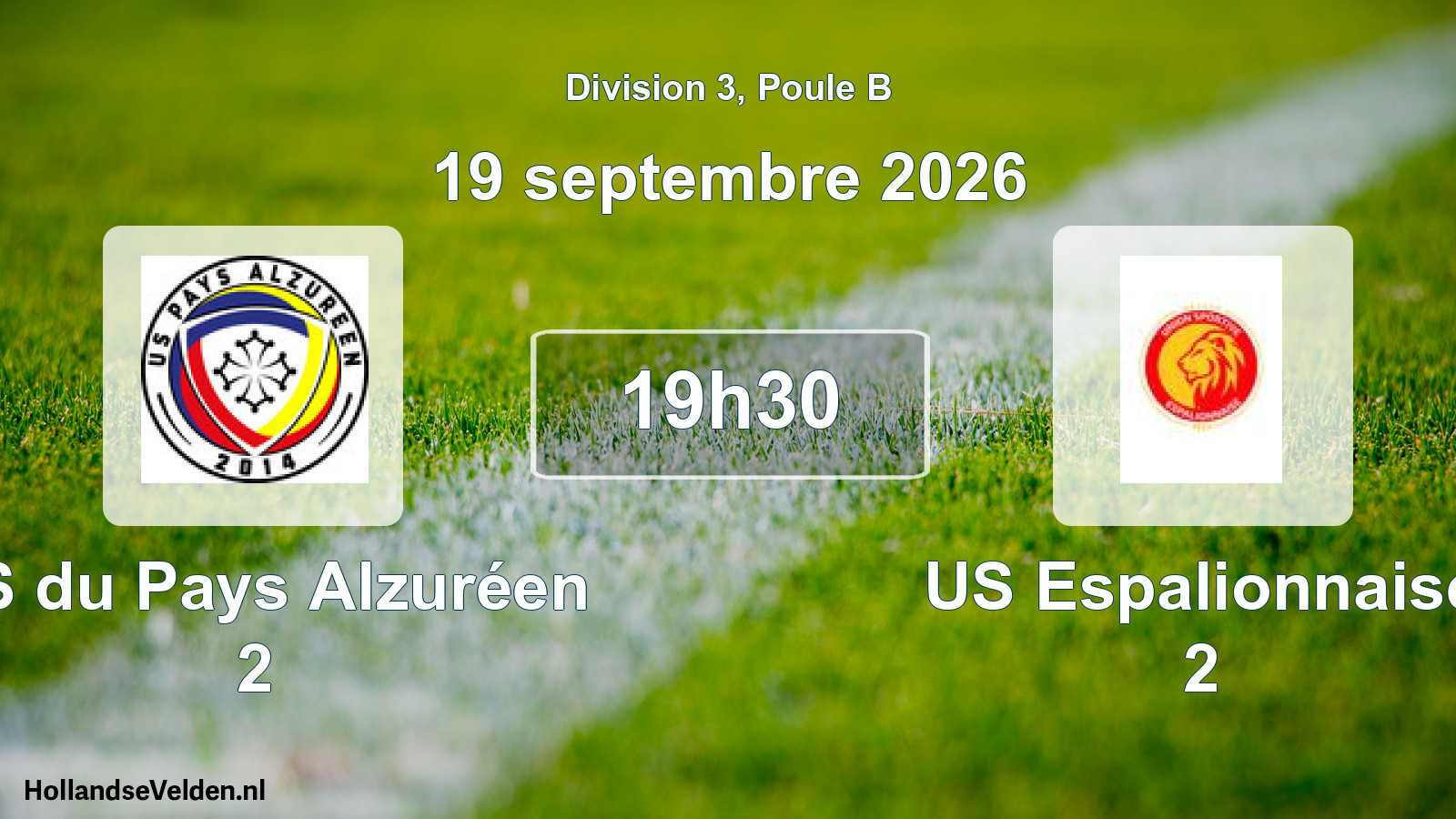 Match programmé: US du Pays Alzuréen 2 - US Espalionnaise 2 (19 septembre 2026)
