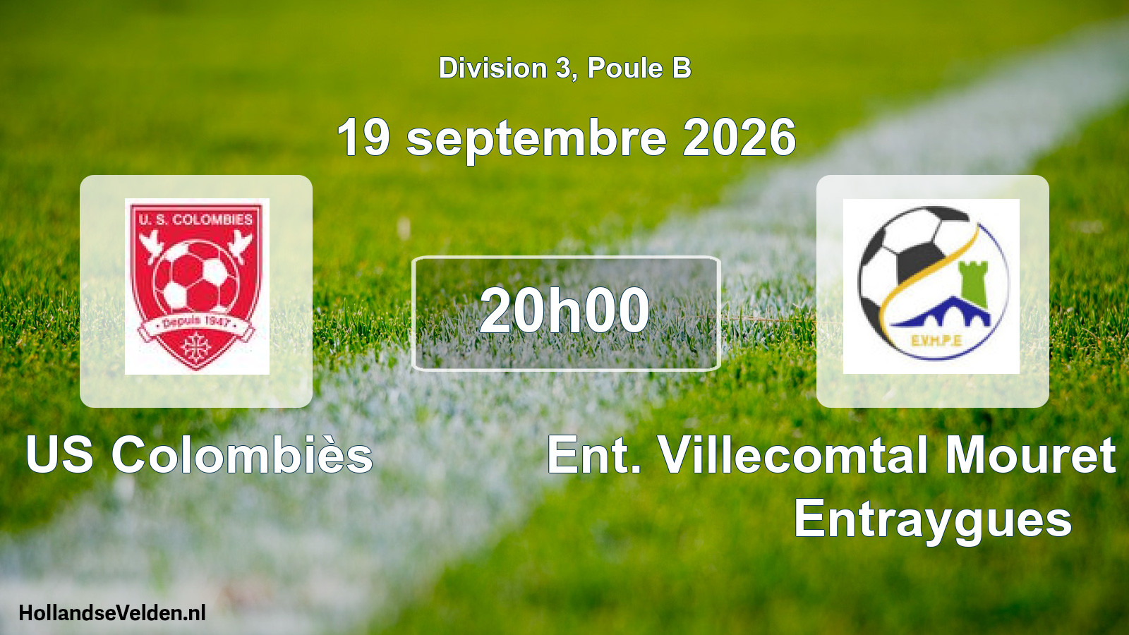 Match programmé: US Colombiès - Ent. Villecomtal Mouret Pruines Entraygues (19 septembre 2026)