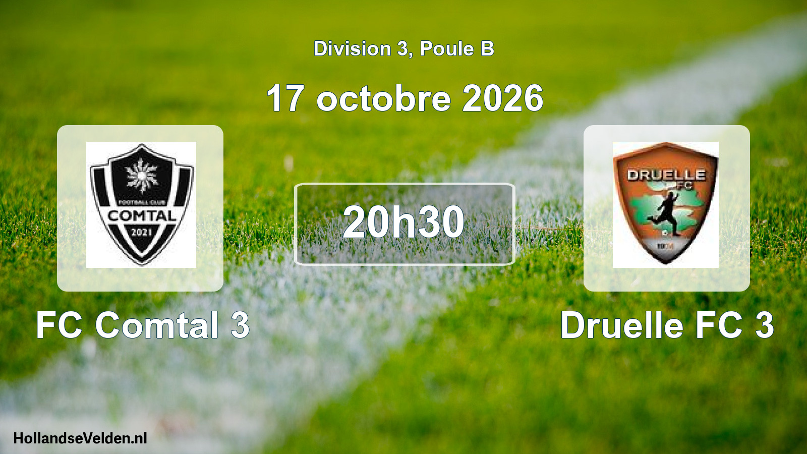 Match programmé: FC Comtal 3 - Druelle FC 3 (17 octobre 2026)