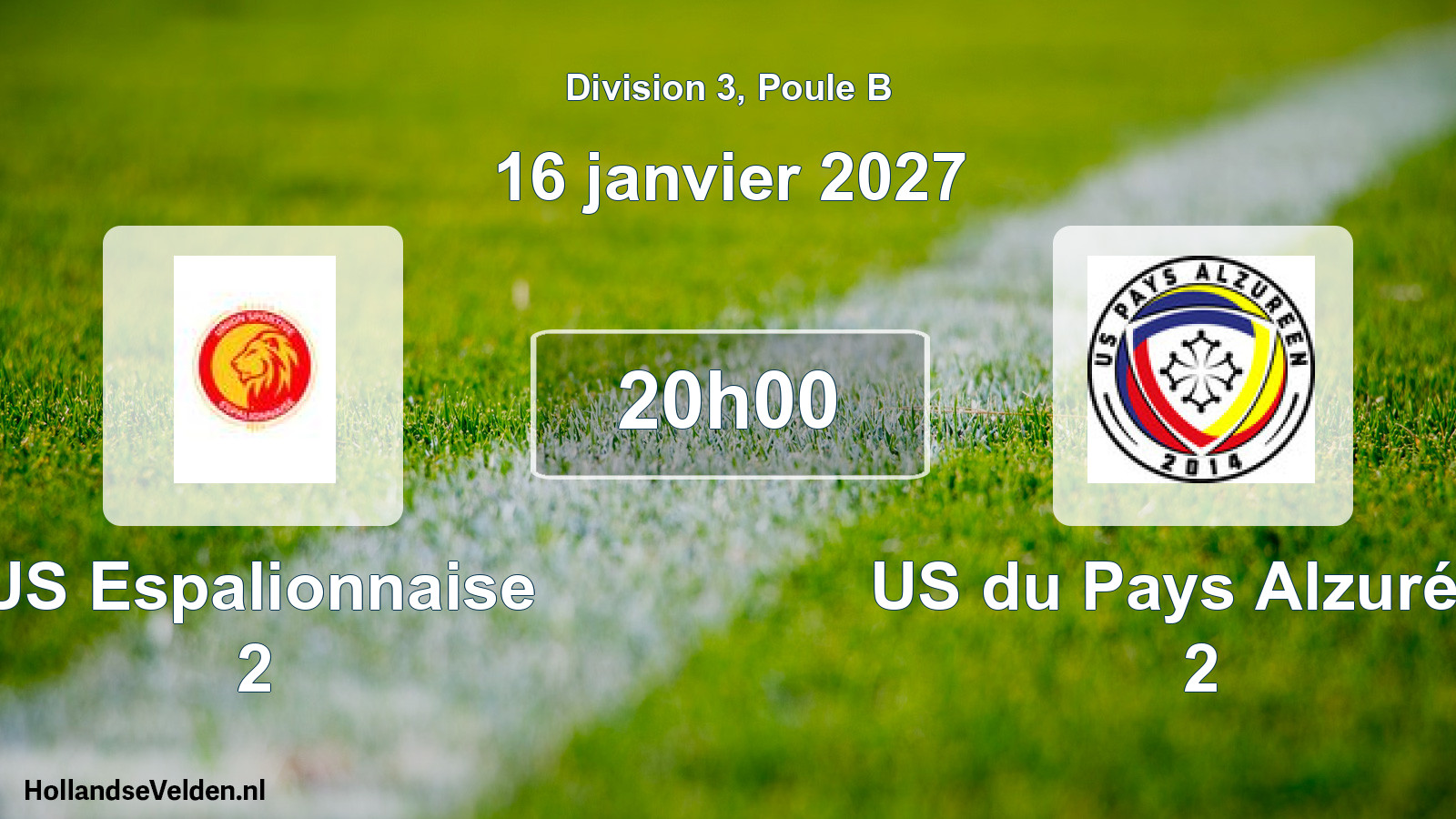 Match programmé: US Espalionnaise 2 - US du Pays Alzuréen 2 (16 janvier 2027)