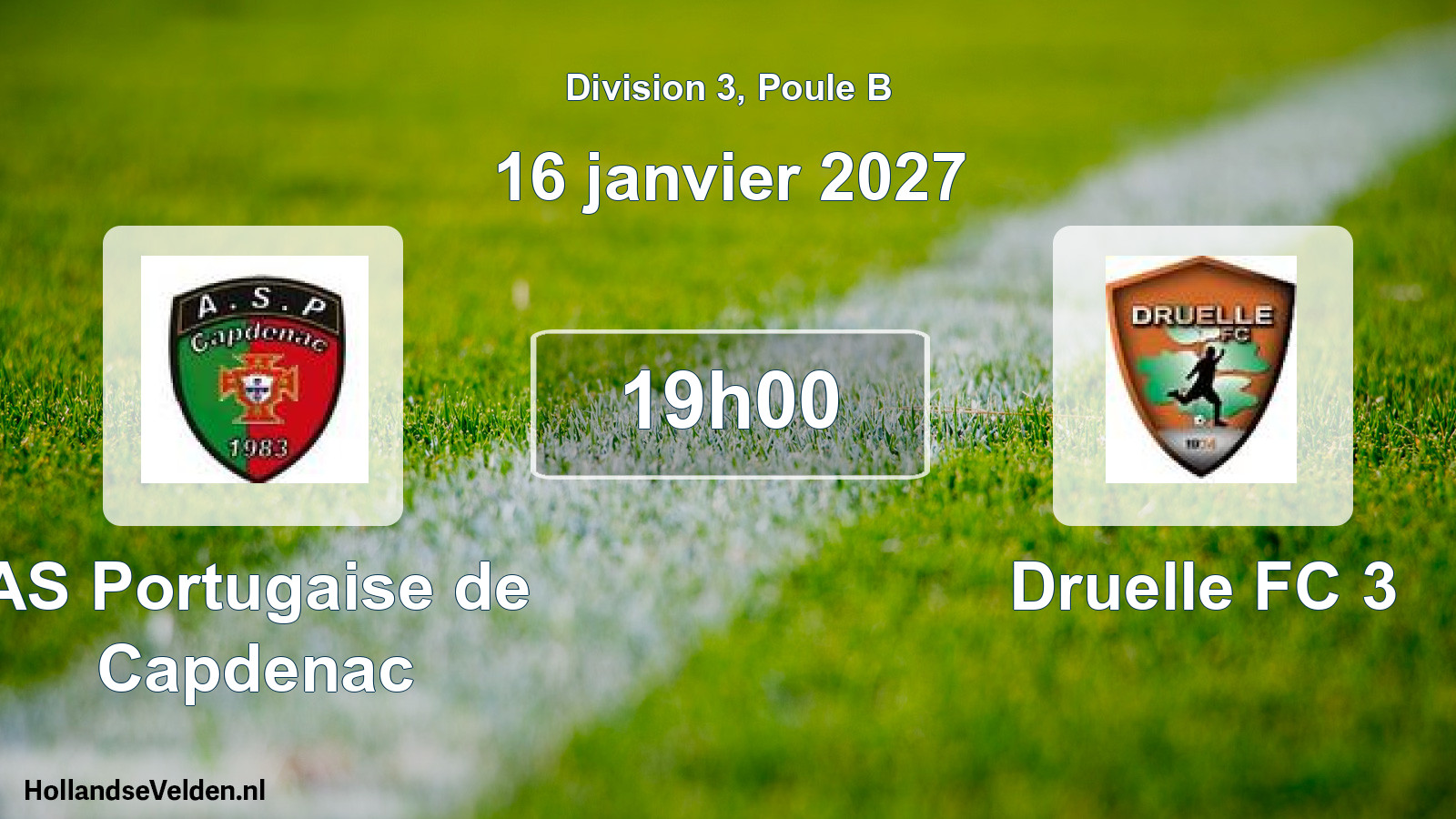 Match programmé: AS Portugaise de Capdenac - Druelle FC 3 (16 janvier 2027)