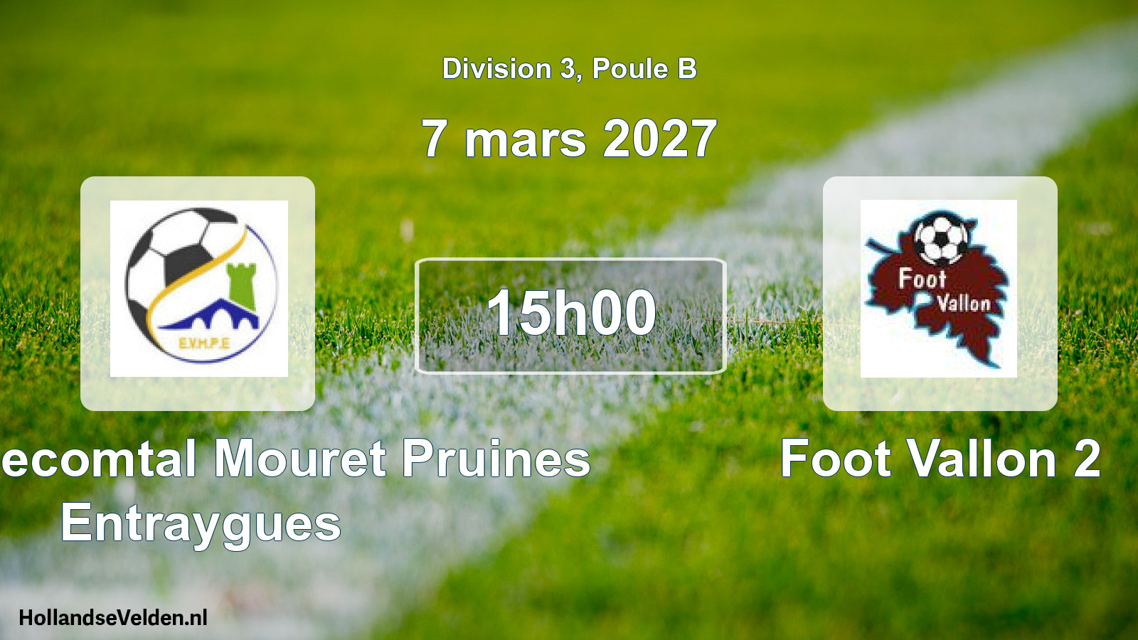 Match programmé: Ent. Villecomtal Mouret Pruines Entraygues - Foot Vallon 2 (7 mars 2027)