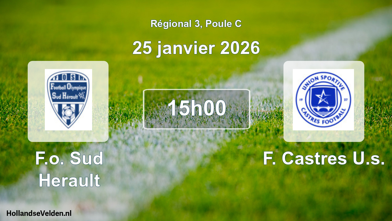 Geplande wedstrijd: F.o. Sud Herault - F. Castres U.s. (25 januari 2026)