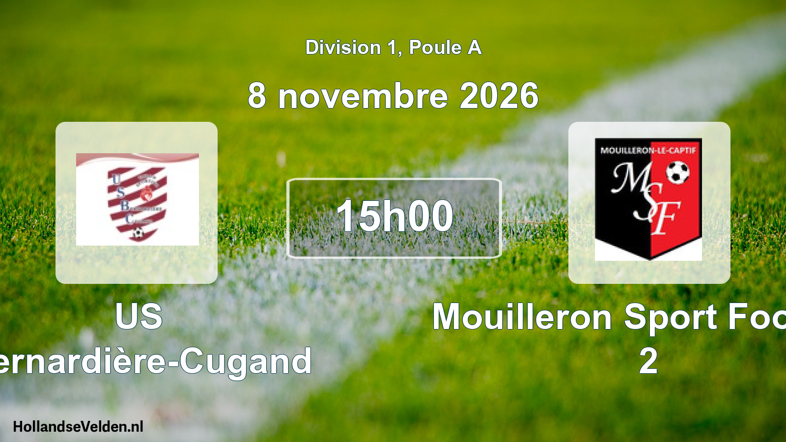Match programmé: US Bernardière-Cugand - Mouilleron Sport Football 2 (8 novembre 2026)