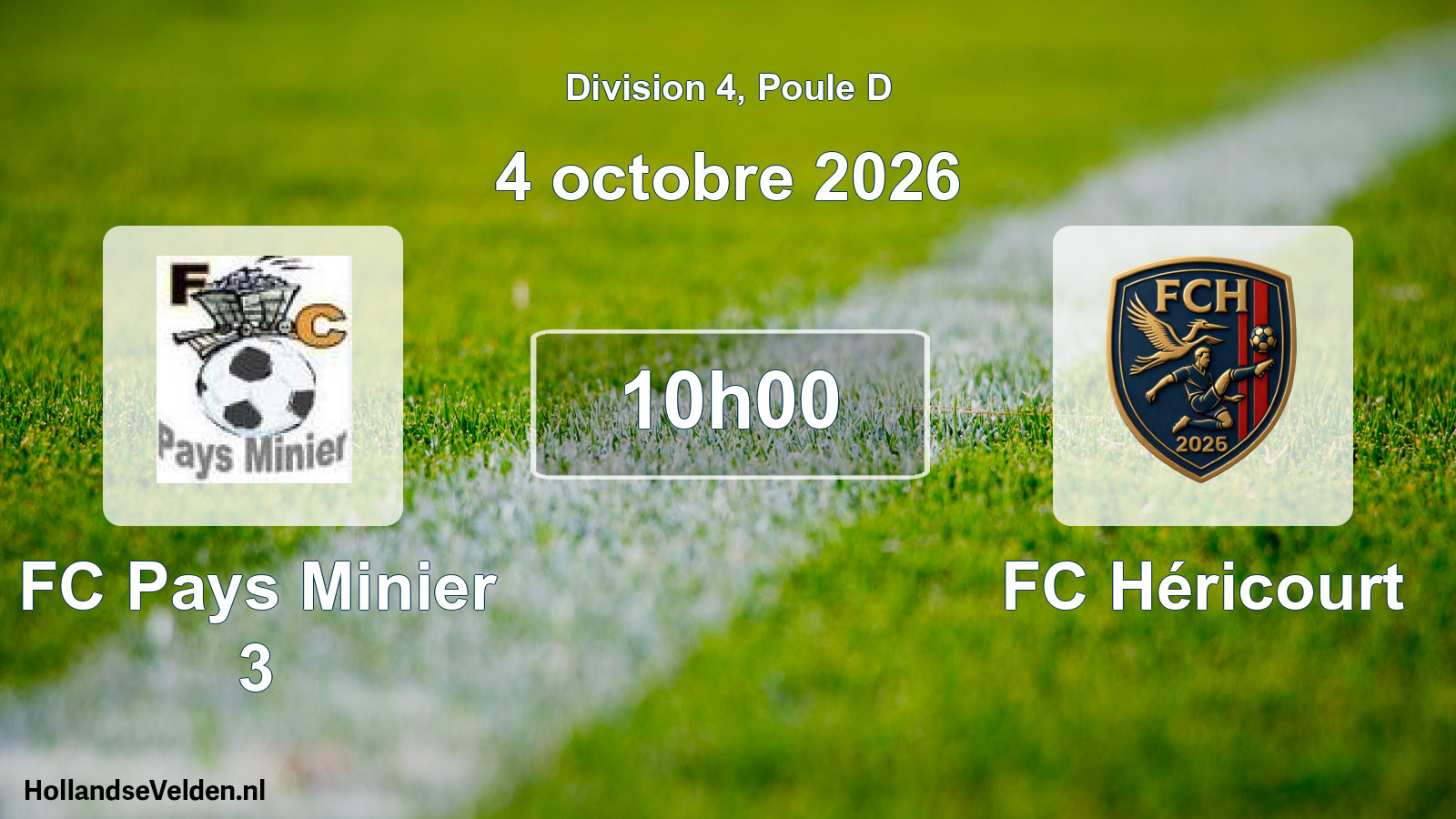 Match programmé: FC Pays Minier 3 - FC Héricourt (4 octobre 2026)