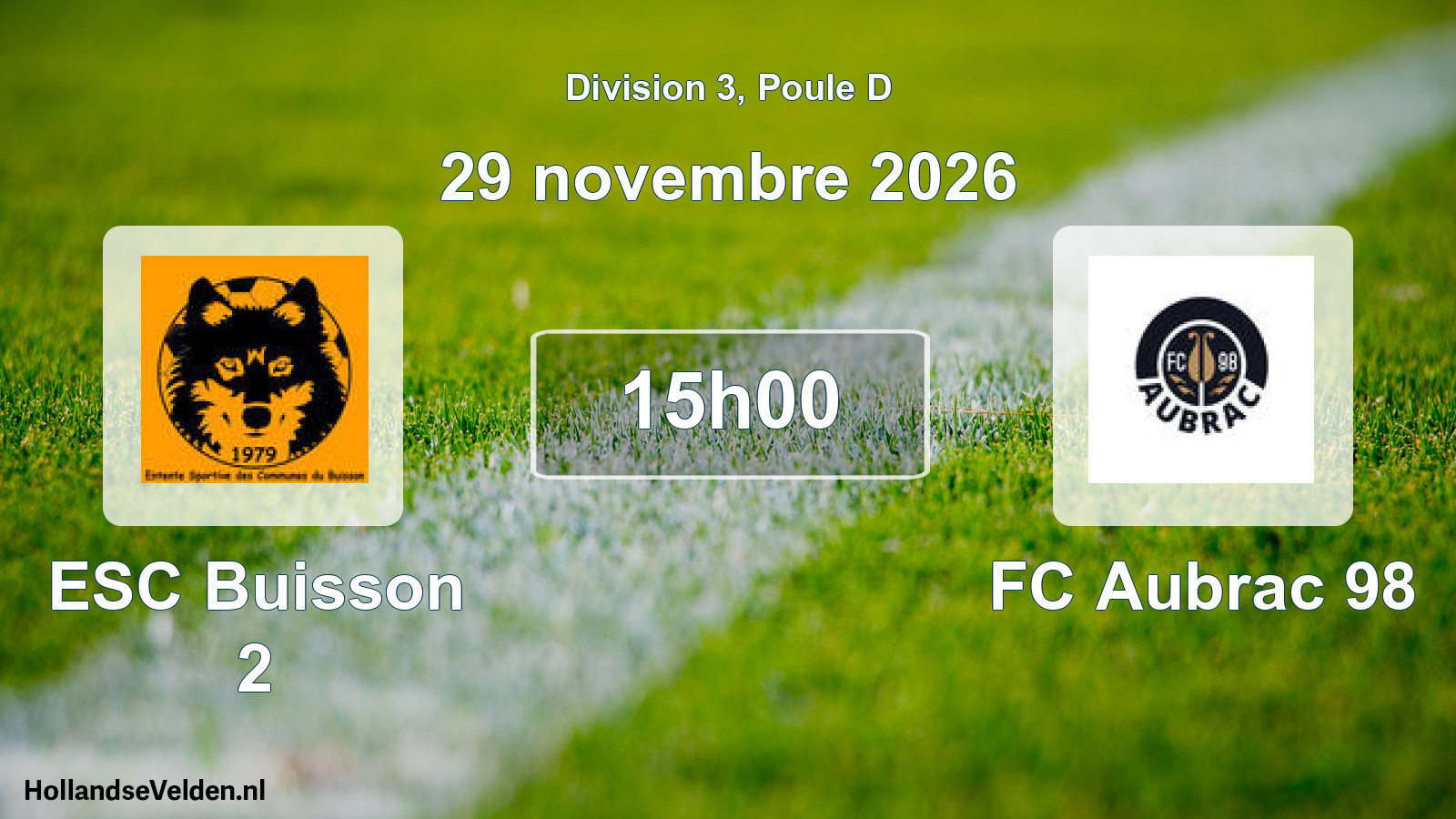 Match programmé: ESC Buisson 2 - FC Aubrac 98 (29 novembre 2026)