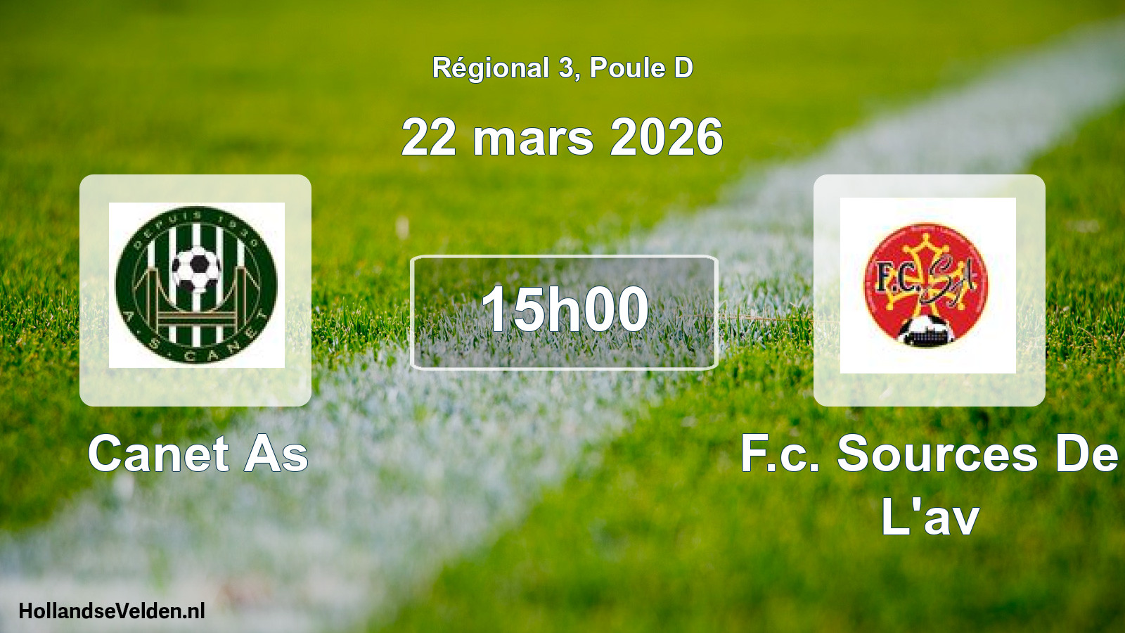 Geplande wedstrijd: Canet As - F.c. Sources De L'av (22 maart 2026)