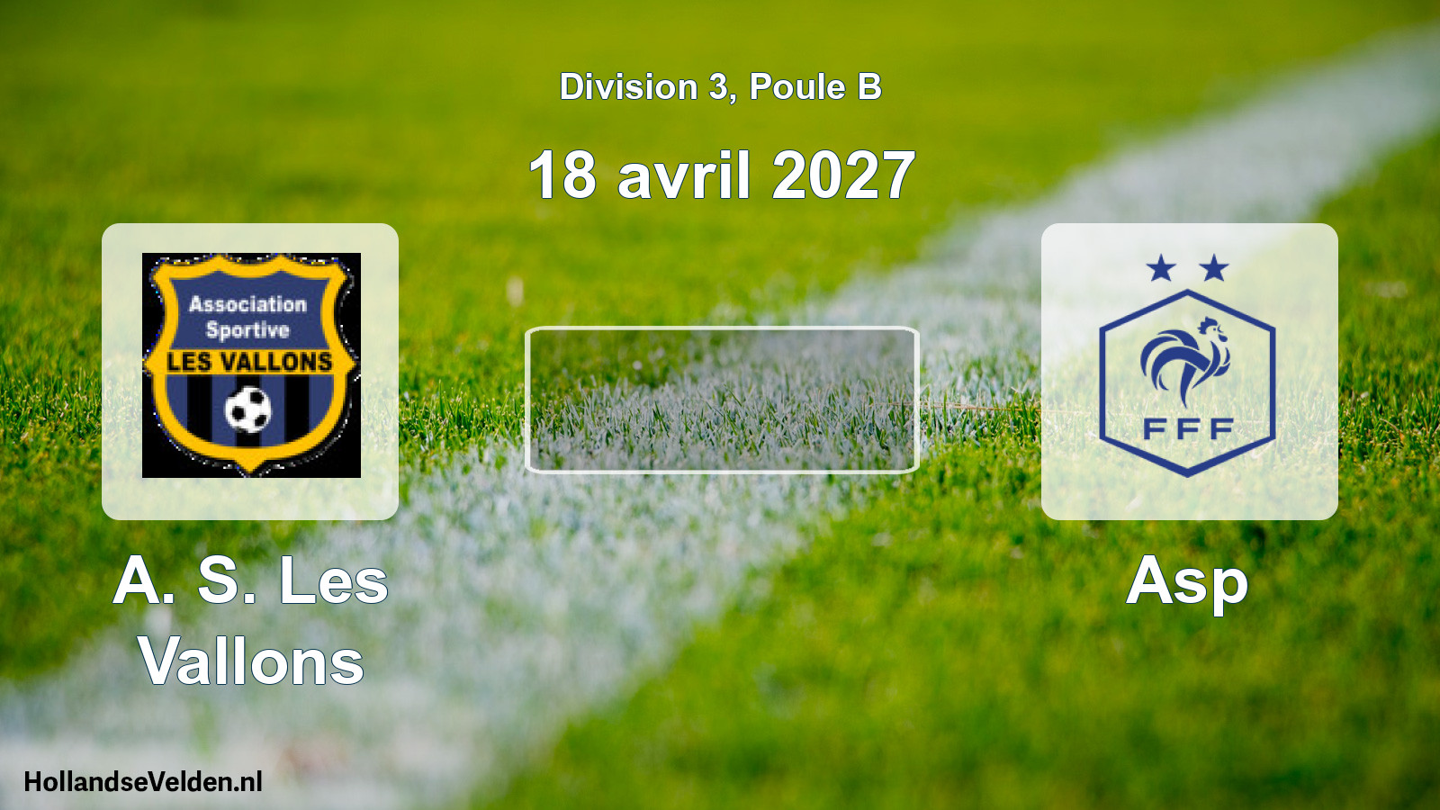 Geplande wedstrijd: A. S. Les Vallons - Asp (18 april 2027)