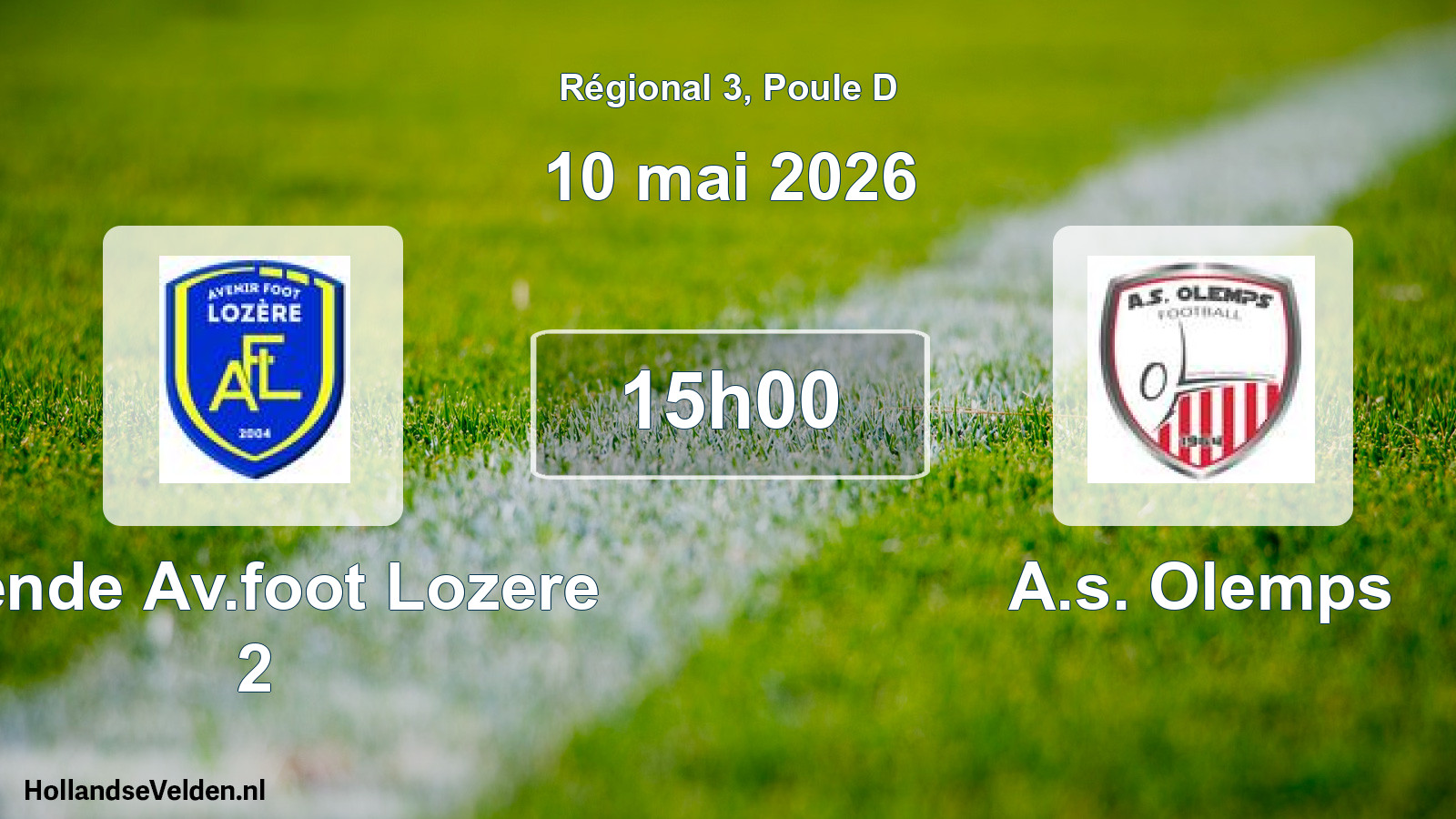 Scheduled Match: Mende Av.foot Lozere 2 - A.s. Olemps (10 May 2026)