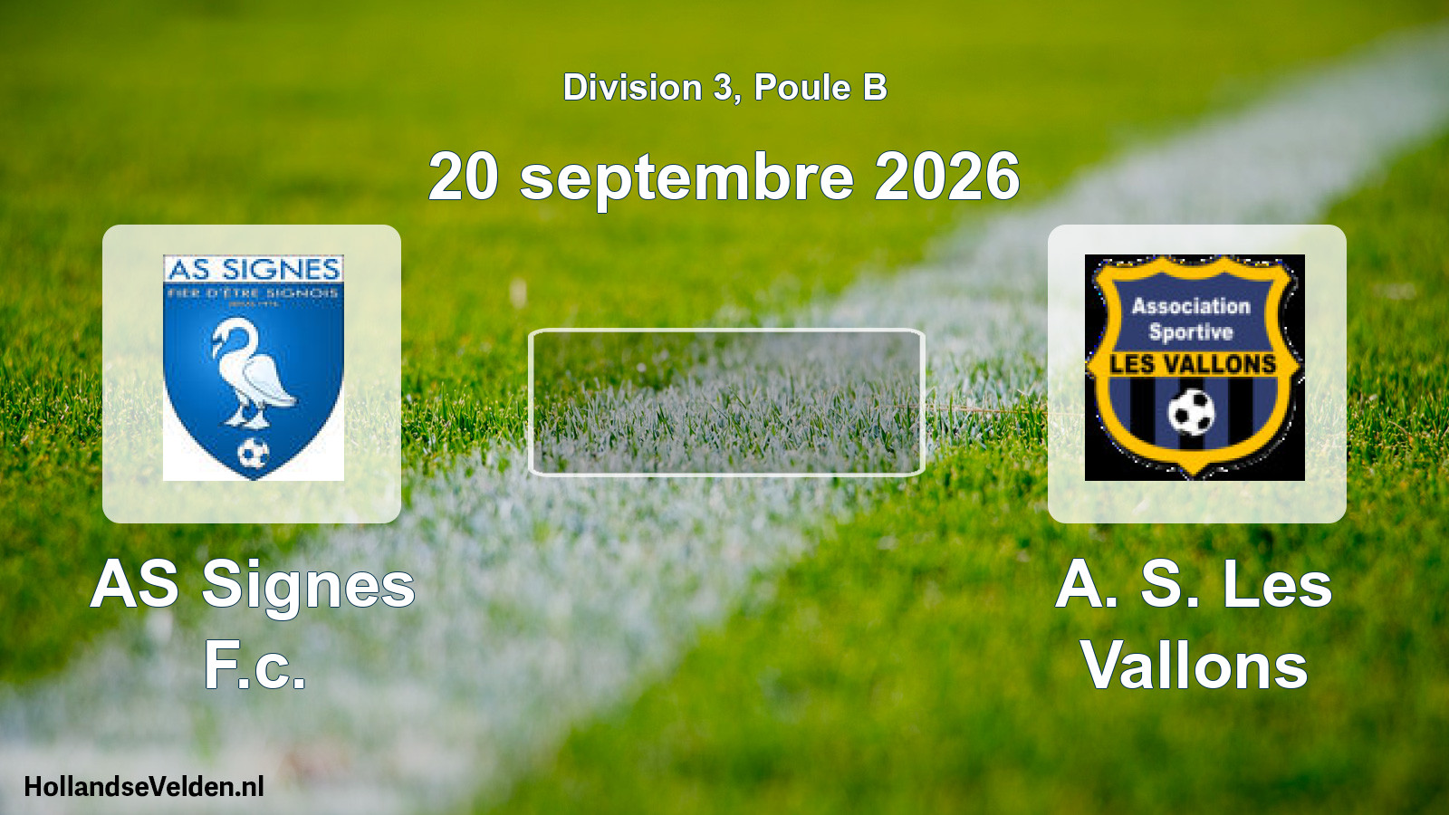 Geplande wedstrijd: AS Signes F.c. - A. S. Les Vallons (20 september 2026)